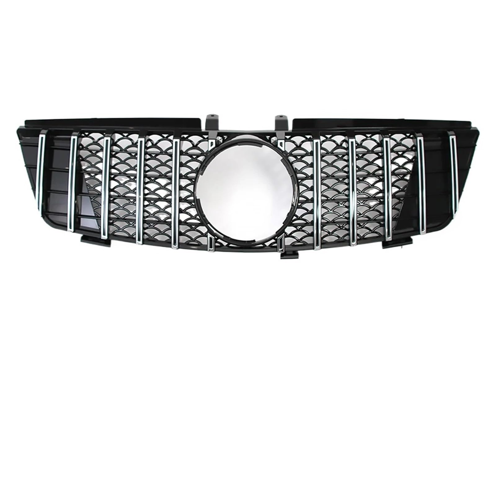 Auto Frontgrill Schwarzer Vorderer Renngrill Im GTR-Stil Für Benz ML W164 2005 2006 2007 2008 ML320 ML350 ML500 Chrom-Diamanten-Stil Stoßstangengitter Front Kühlergrille(G-Chrome Silver) von RXRJSU