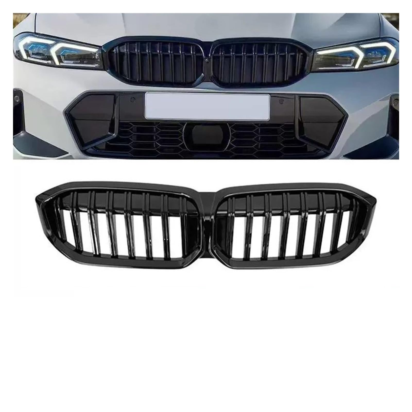 Auto Frontgrill Vorderer Nierengrill Sport Für 3er G20 Kühlergrill Black Diamond 318i 320i M340i Für M3 2019 2020 2021 2022 2023 2024 Front Kühlergrille(23 GB Single Slat) von RXRJSU