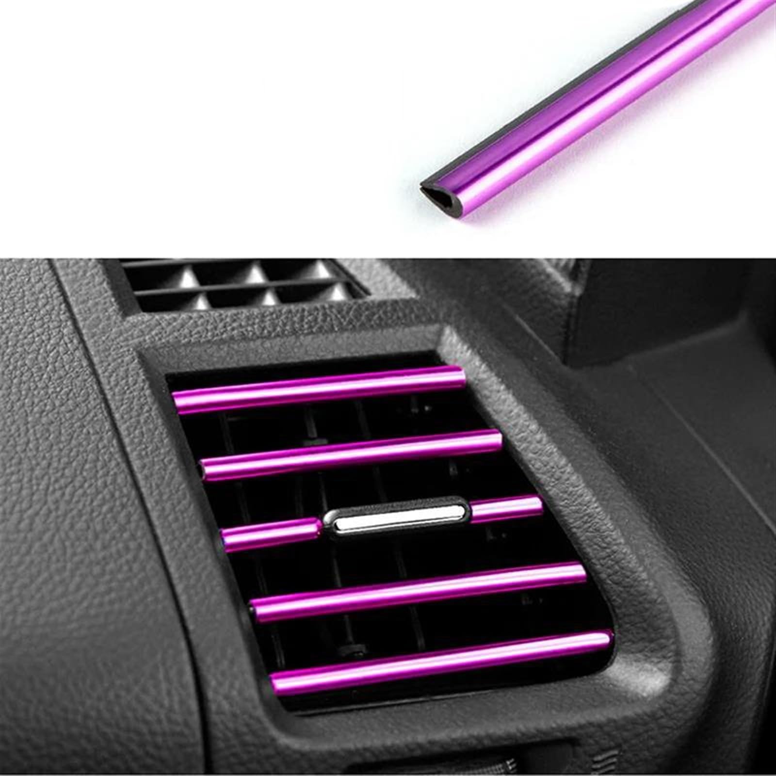 Auto Lüftungsschlitz Dekoration 10 Stück Auto Klimaanlage Outlet Dekorative Weiche Streifen Zubehör Auto Innen Grille Dekorative Streifen Universal U-förmigen Decal Trim(Violett) von RXRJSU