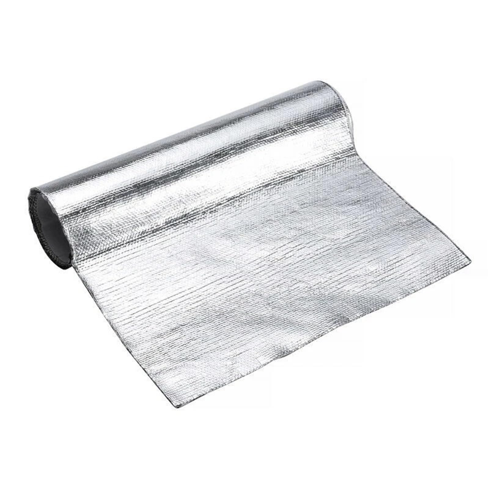 Schallschutz 150x30cm Auto-Isolierfolie Hitzeschutzmatte Hochtemperaturbeständiger Stoff Silber Fiberglas Aluminiumfolie Film Schallschutzmatte(30cmx120cm A) von RXRJSU