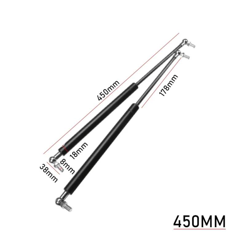 Vorne Haubenstreben Universal 300-600mm 300N Heckklappe Heckklappe Stoßdämpfer Lift Auto Gasfeder Stützstange Streben Frontabdeckung Motorhaube Motorhaubendämpfer(450mm) von RXRJSU