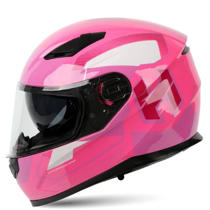 DOT-zertifizierter Motorrad Integralhelm für Erwachsene mit Linsenoptionen Herren Damen Motorrad helme Sturzhelm für den täglichen Pendelverkeh,A,54~61cm M,Pink 1,M von RYDZCLH