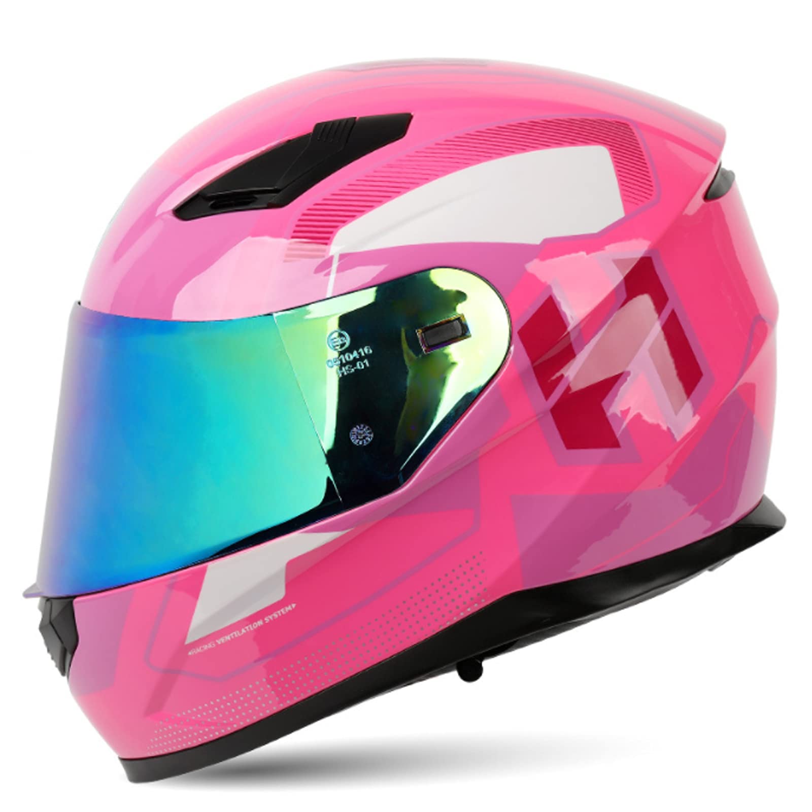 DOT-zertifizierter Motorrad Integralhelm für Erwachsene mit Linsenoptionen Herren Damen Motorrad helme Sturzhelm für den täglichen Pendelverkeh,A,54~61cm M,Pink 2,L von RYDZCLH