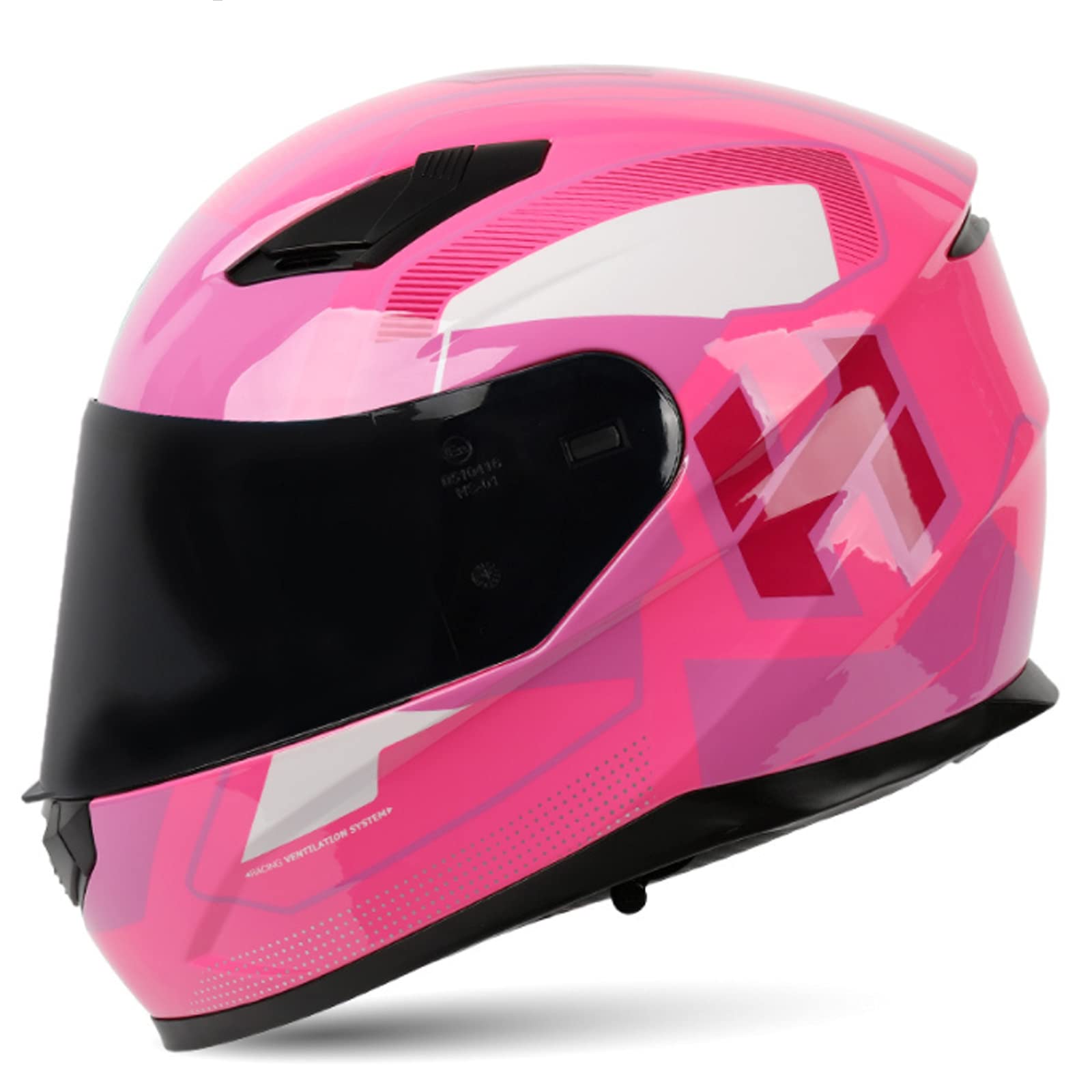 DOT-zertifizierter Motorrad Integralhelm für Erwachsene mit Linsenoptionen Herren Damen Motorrad helme Sturzhelm für den täglichen Pendelverkeh,A,54~61cm M,Pink 3,XXL von RYDZCLH