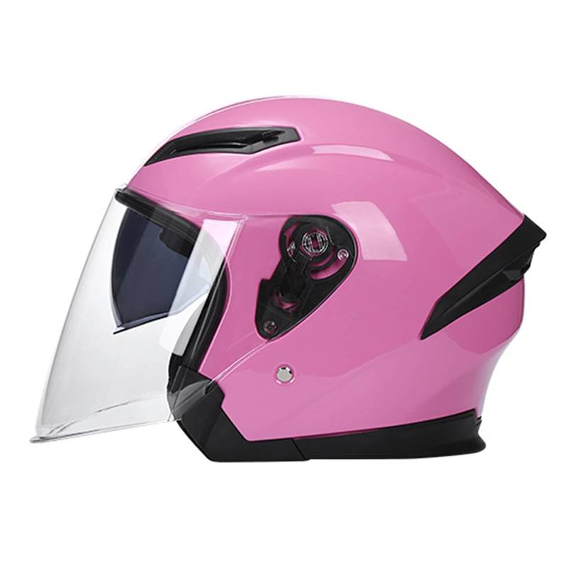 Erwachsener Motorradhelm mit Doppelvisier Jet-Helm Vintage Pilot Helmet, Bestehen Sie den Kollisionstest, um die Verkehrssicherheit zu Gewährleiste ECE-Zertifizierung,Dark pink,M von RYDZCLH