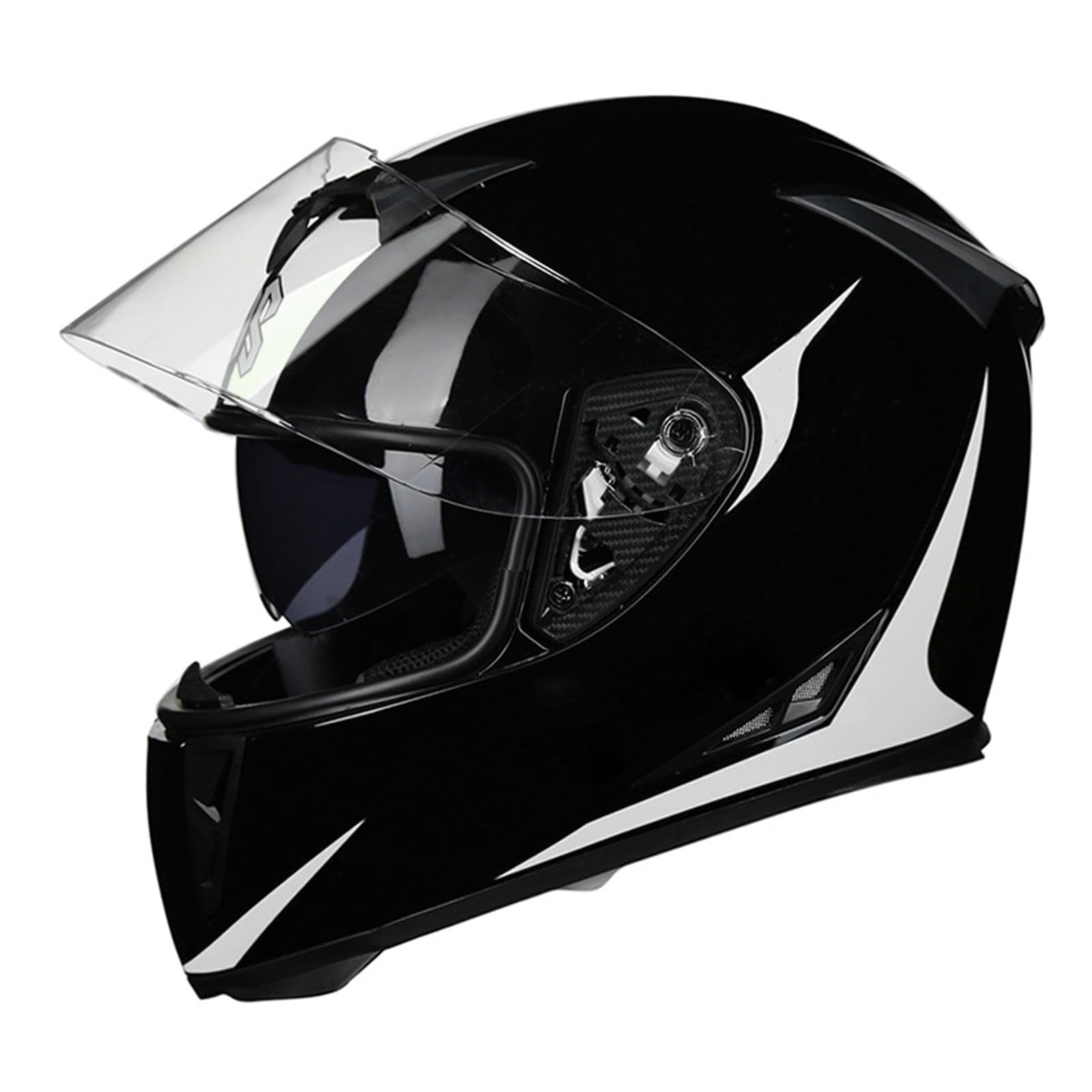 Integralhelm Für Motorradfahrer, DOT-Geprüfter Motorrad-Moped-Rennhelm Mit Doppelvisier, Sicherheitsreithelm Für Alle Vier Jahreszeiten, Für Männer Und Frauen,Weiß,M 55~56cm von RYDZCLH