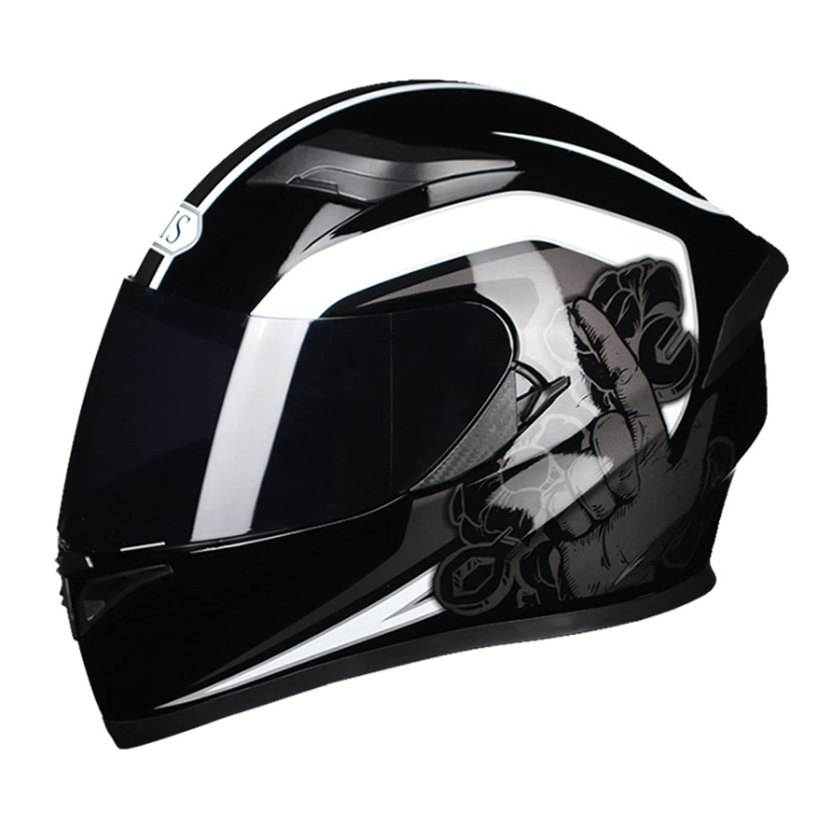 Integralhelm Motorradhelm Flip-Up Modular-Helm Sturzhelm Rollerhelm Erwachsener Herren & Damen Klapphelm Full-Face Motorcycle Helmet Stoßfester Mopedhelm DOT/ECE-Zertifizierung,Bright Black 2,L von RYDZCLH