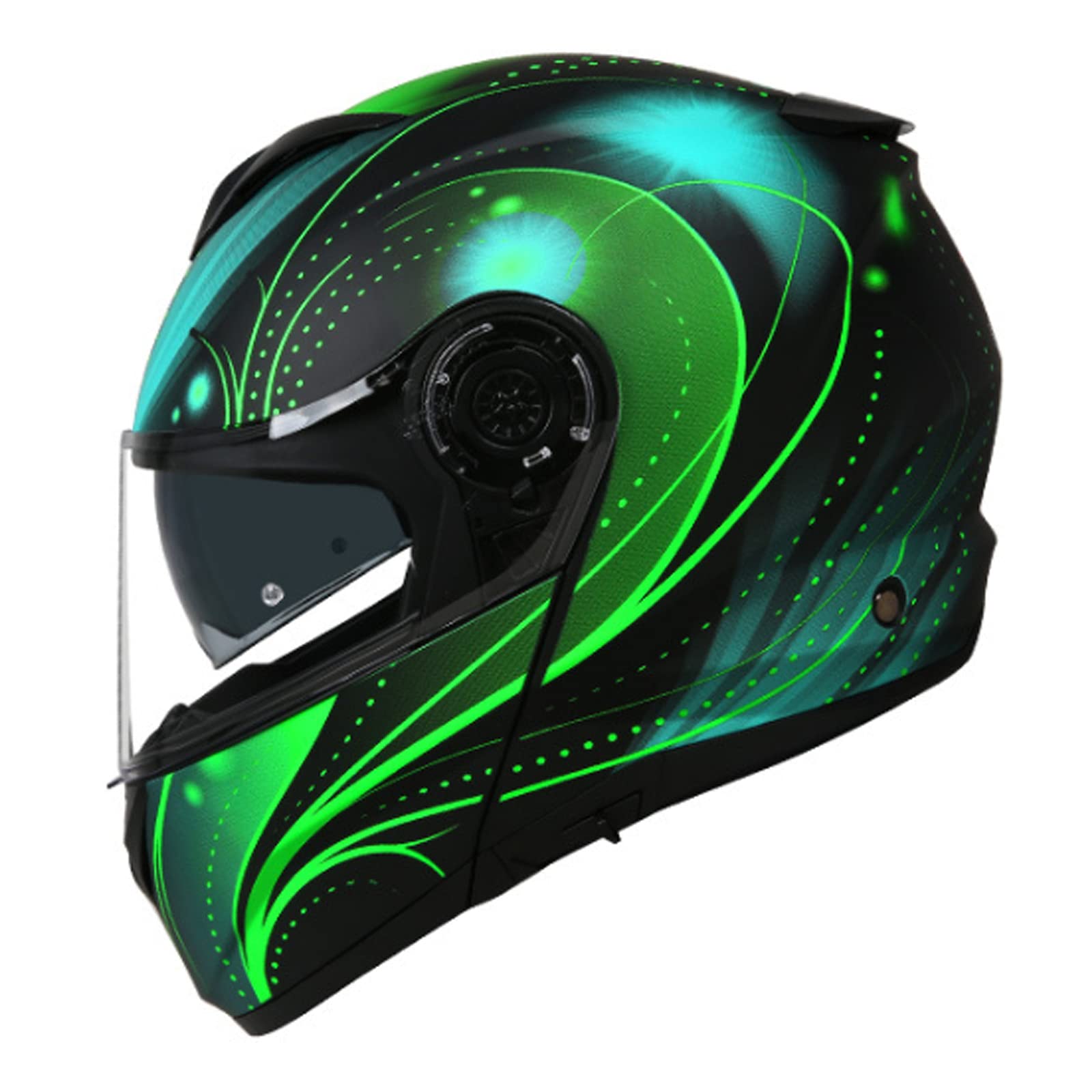 Integralhelm Motorradhelm Modular-Helm Flip-Up Helm Klapphelm Rollerhelm Erwachsener Herren & Damen Sturzhelm Full-Face Motorcycle Helmet Jet Atmungsaktiver Helm ,Grün,XL von RYDZCLH