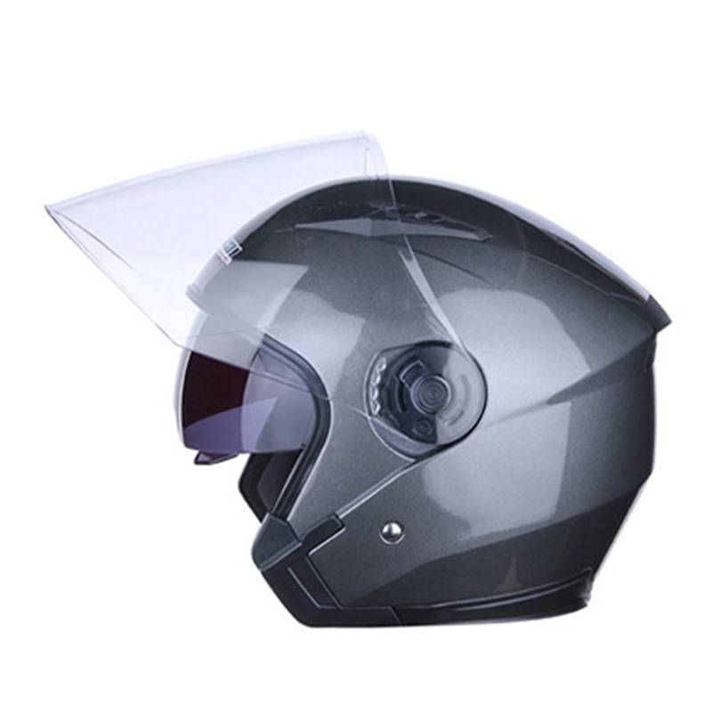 Jet Motorrad-Helm Erwachsener Motorradhelm Rollerhelm Mit Doppelvisier Jethelm Herren & Damen Atmungsaktiver Mopedhelm Scooter Moped Mofa Helm Offenes Helm ECE/DOT Zertifiziert,Grau,XXL von RYDZCLH