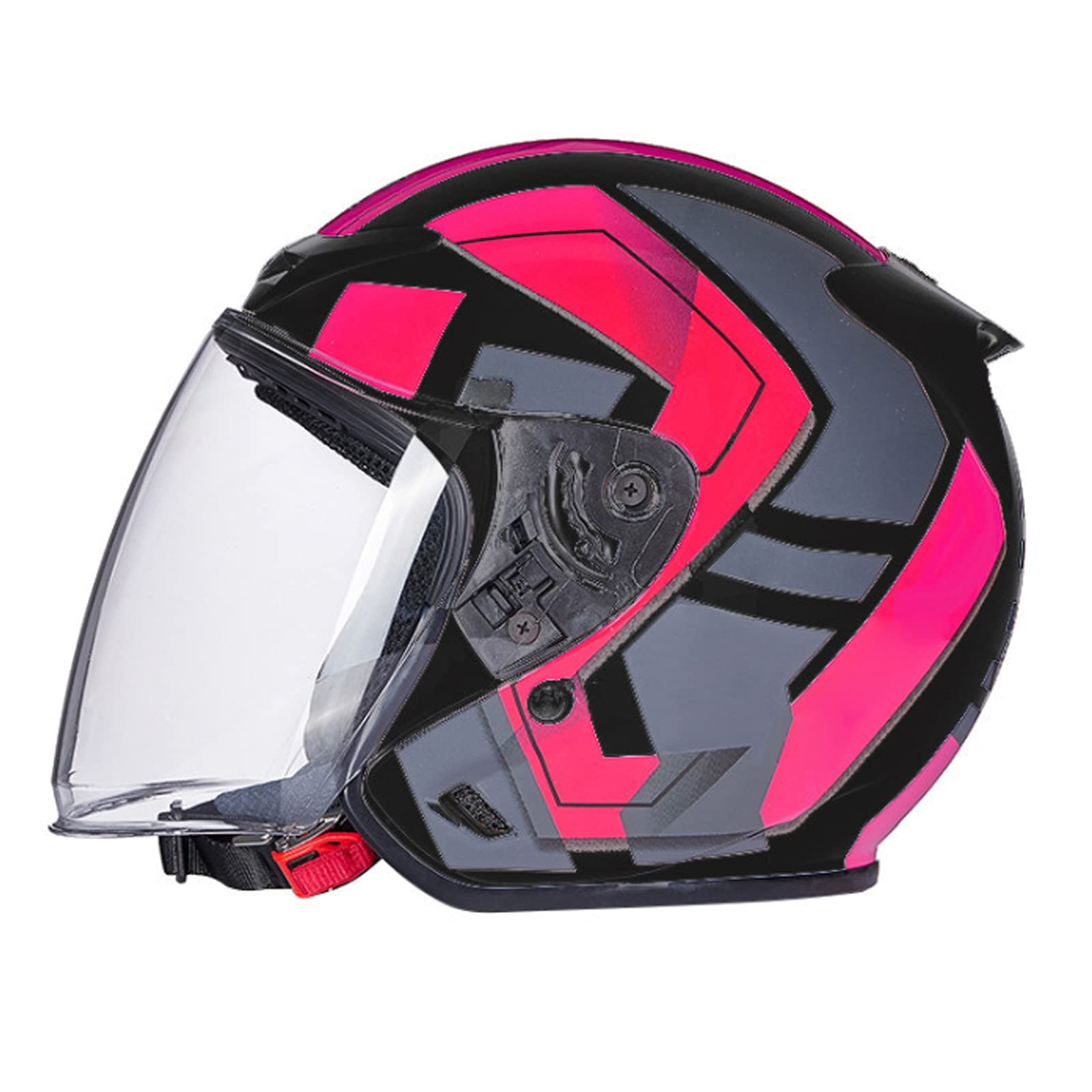 Jethelm Erwachsener Motorradhelm Mit Visier ECE Zertifiziert Roller Scooter Moped Mofa Offenes Helm Herren Damen Retro Vintage Pilot Biker Helmet Atmungsaktiver Mopedhelm,Pink 2,XL von RYDZCLH