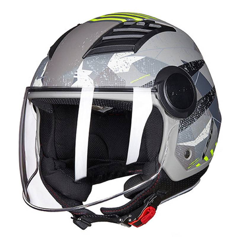 Jethelm Erwachsener Motorradhelm Rollerhelm Mit Visier Jethelm Herren & Damen Retro Vintage Pilot Biker Helmet Scooter Moped Mofa Offenes Jet Helm Stoßfester Helm ECE Zertifiziert,Grau,XL von RYDZCLH