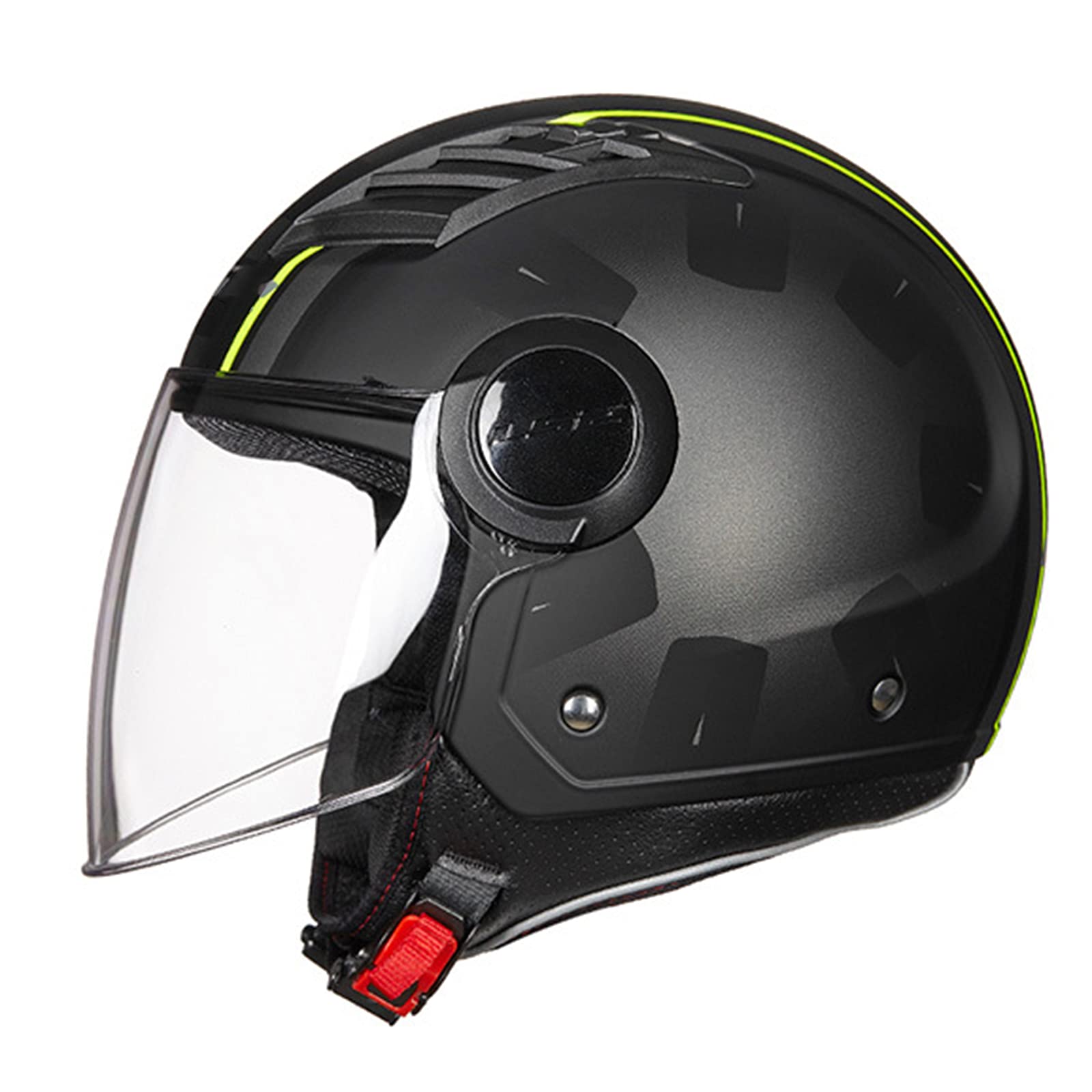 Jethelm Erwachsener Motorradhelm Rollerhelm Mit Visier Jethelm Herren & Damen Retro Vintage Pilot Biker Helmet Scooter Moped Mofa Offenes Jet Helm Stoßfester Helm ECE Zertifiziert,Matt Black,3XL von RYDZCLH