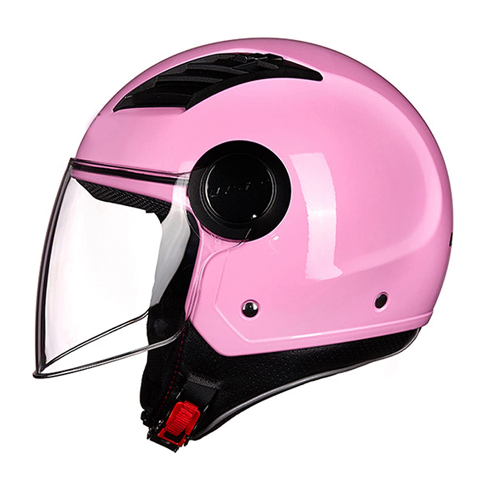 Jethelm Erwachsener Motorradhelm Rollerhelm Mit Visier Jethelm Herren & Damen Retro Vintage Pilot Biker Helmet Scooter Moped Mofa Offenes Jet Helm Stoßfester Helm ECE Zertifiziert,Rosa,4XL von RYDZCLH