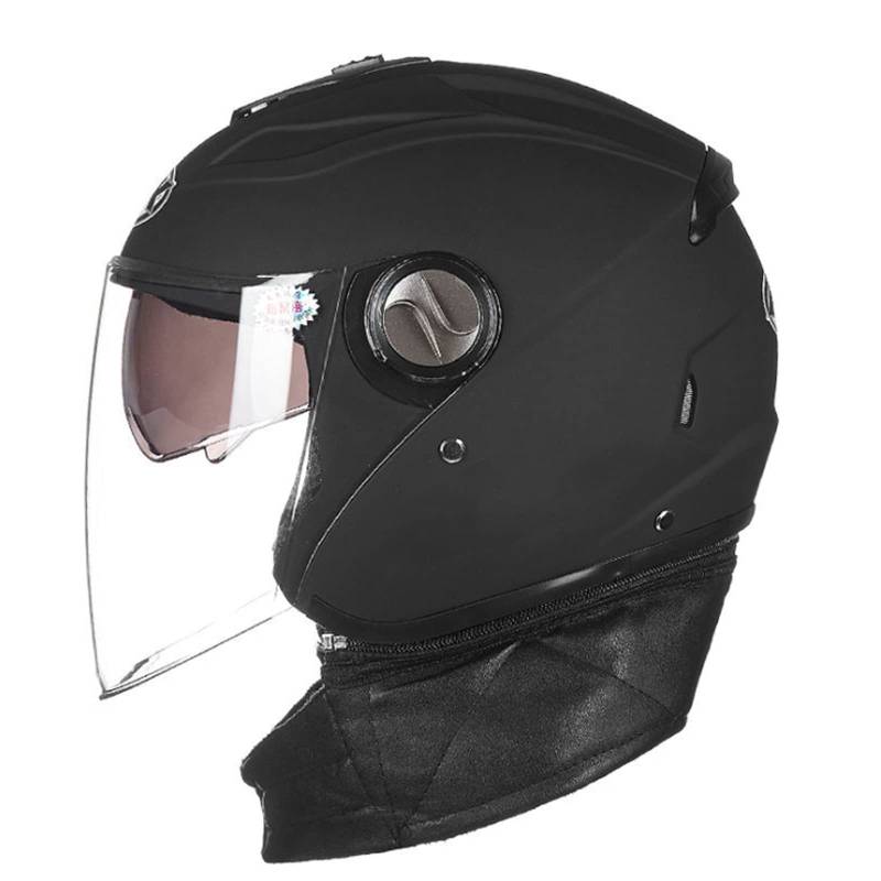 Jethelm Motorrad Roller Offenes Helm Erwachsener Scooter Moped Mofa Helm Sturzhelm Herren Damen Retro Vintage Pilot Biker Helmet Mit Doppelvisier Sonnenblende DOT/ECE-Zertifizierung,Matte Black von RYDZCLH