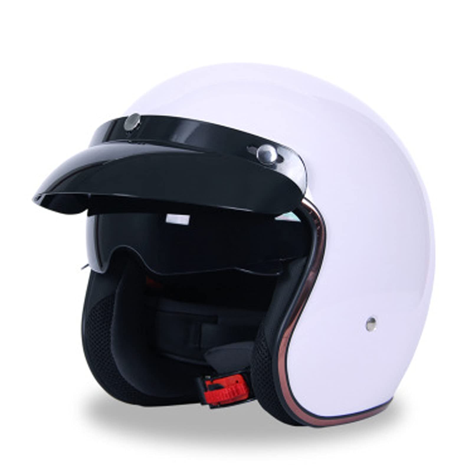 Jethelm Motorrad Roller Offenes Helm Mit Sonnenblende Erwachsener Open Face Helmet Scooter Moped Mofa Helm Herren Damen Retro Vintage Pilot Biker Helmet DOT / ECE-Zertifizierung,Weiß,M von RYDZCLH