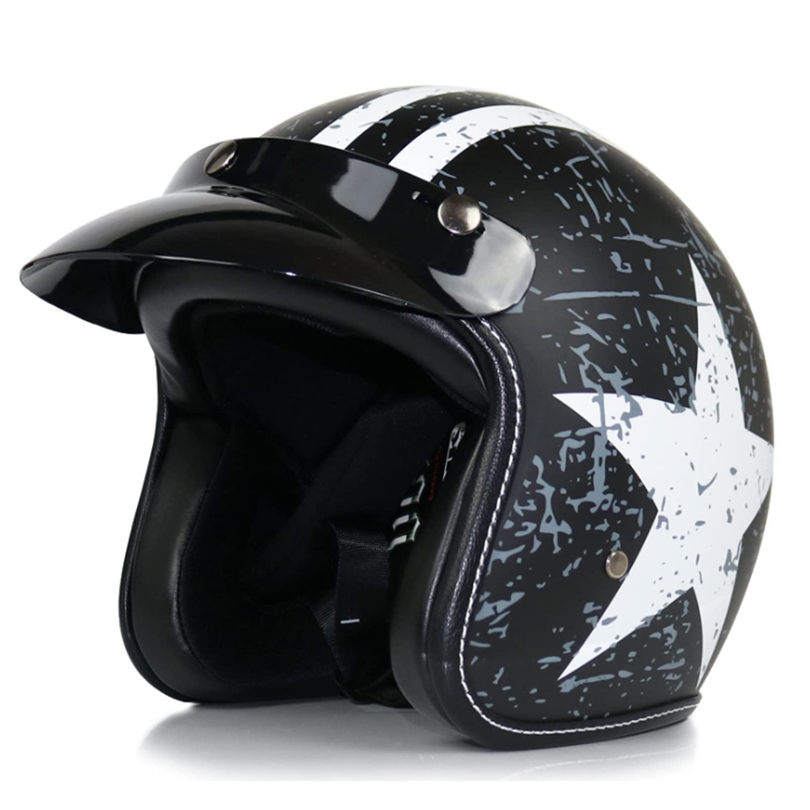 Jethelm Motorrad Roller Offenes Helm Scooter Moped Mofa Helm Mit Sonnenblende Für Erwachsener Damen Herren Retro Vintage Pilot Biker Open Face Helmet Sturzhelm DOT/ECE Zertifizierung,Blue 3,M von RYDZCLH