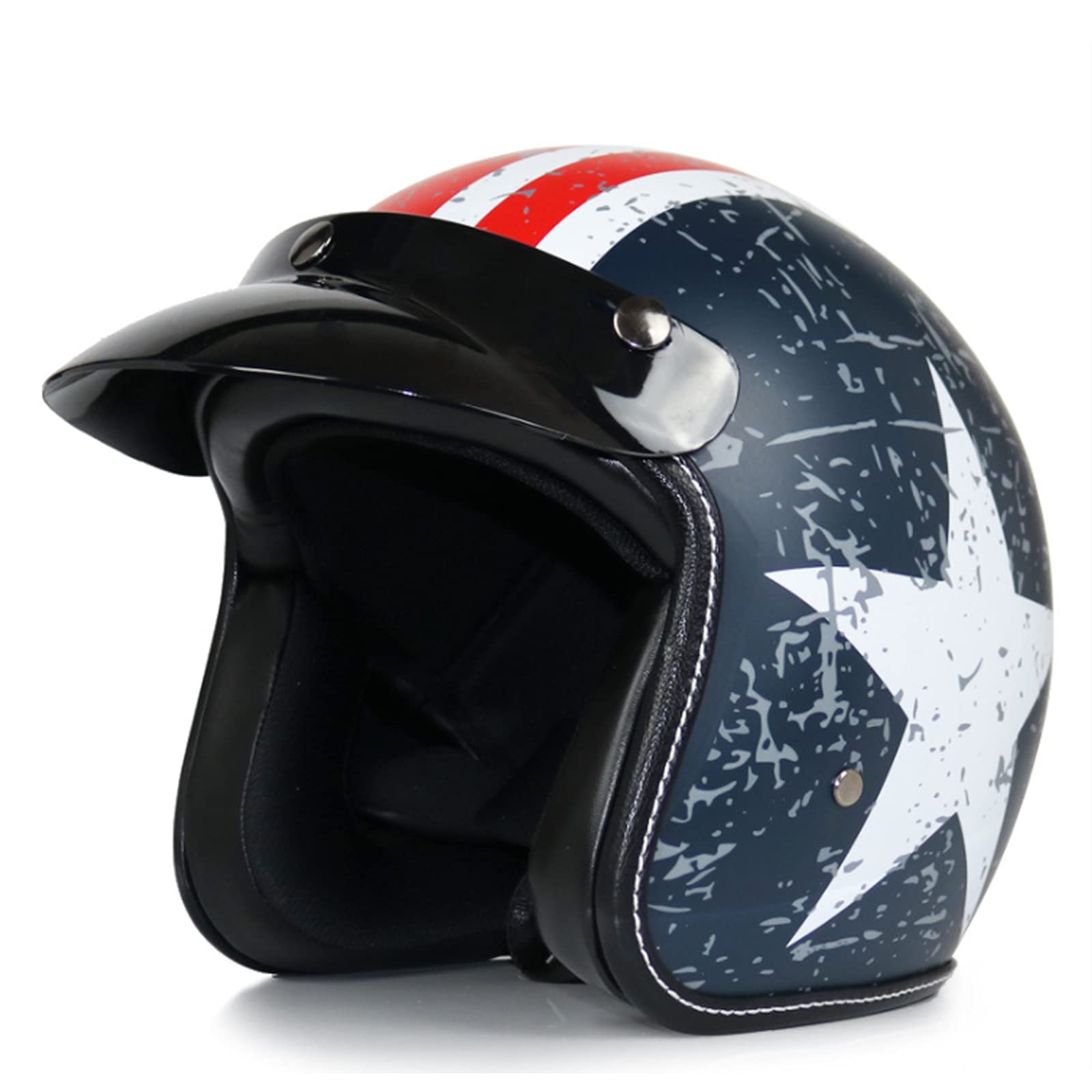 Jethelm Motorrad Roller Offenes Helm Scooter Moped Mofa Helm Mit Sonnenblende Für Erwachsener Damen Herren Retro Vintage Pilot Biker Open Face Helmet Sturzhelm DOT/ECE Zertifizierung,Blue 4,L von RYDZCLH