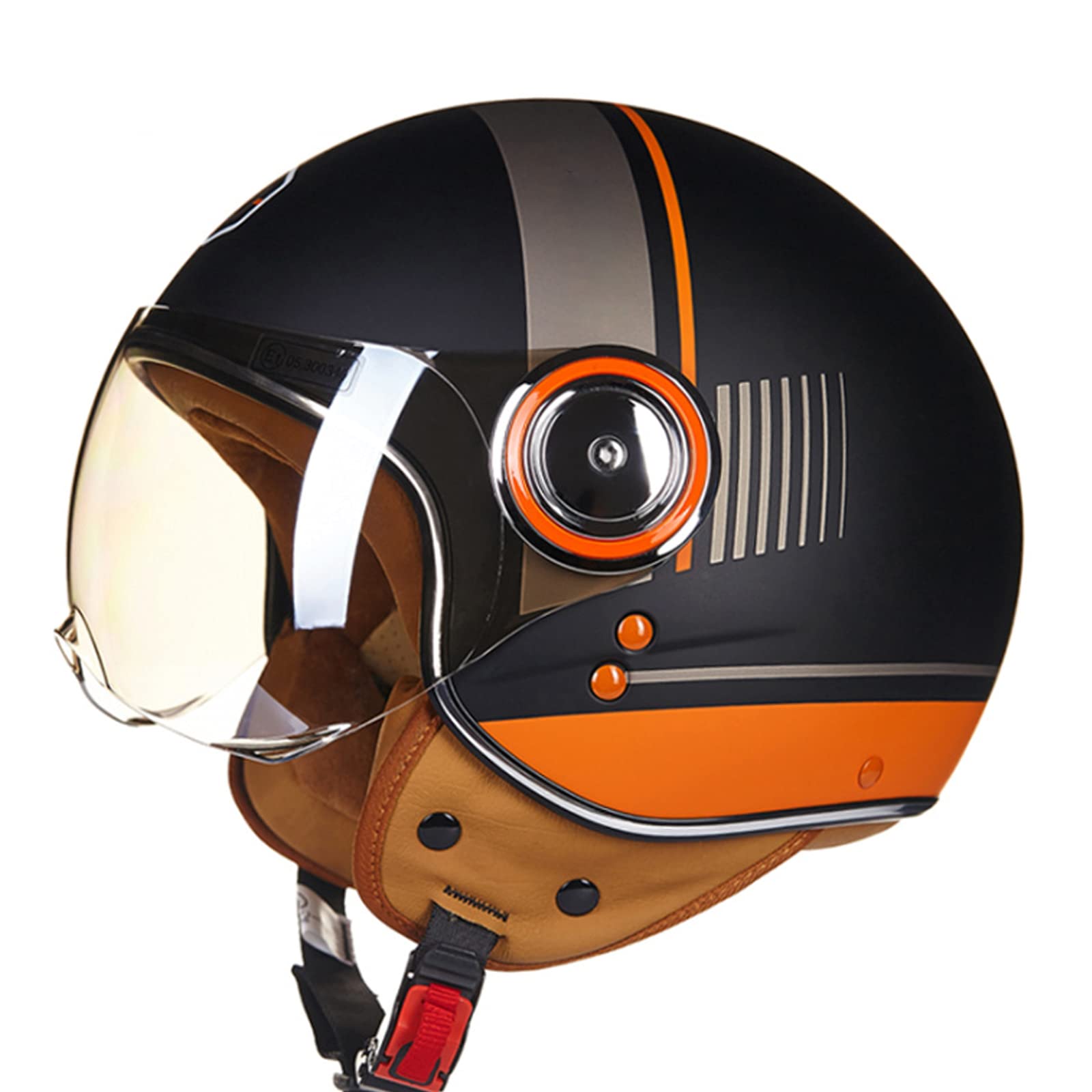 Jethelm Motorrad Roller Offenes Jet Helm Mit Visier Scooter Moped Mofa Helm Erwachsener Motorradhelm ECE/DOT Zertifiziert Retro Vintage Pilot Biker Helmet Jethelm Herren Damen,Matte Black 2,L von RYDZCLH