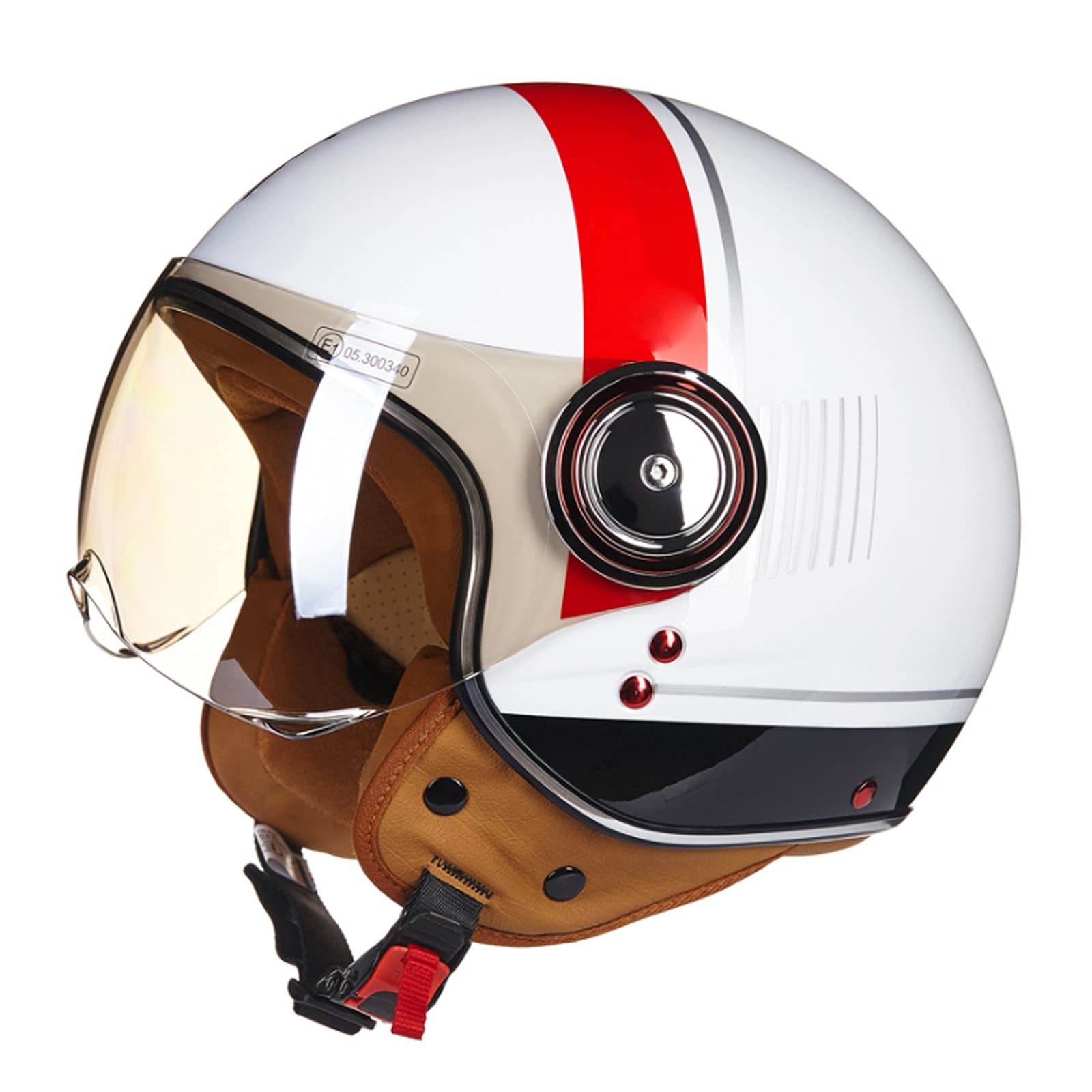 Jethelm Motorrad Roller Offenes Jet Helm Mit Visier Scooter Moped Mofa Helm Erwachsener Motorradhelm ECE/DOT Zertifiziert Retro Vintage Pilot Biker Helmet Jethelm Herren Damen,Weiß,M von RYDZCLH