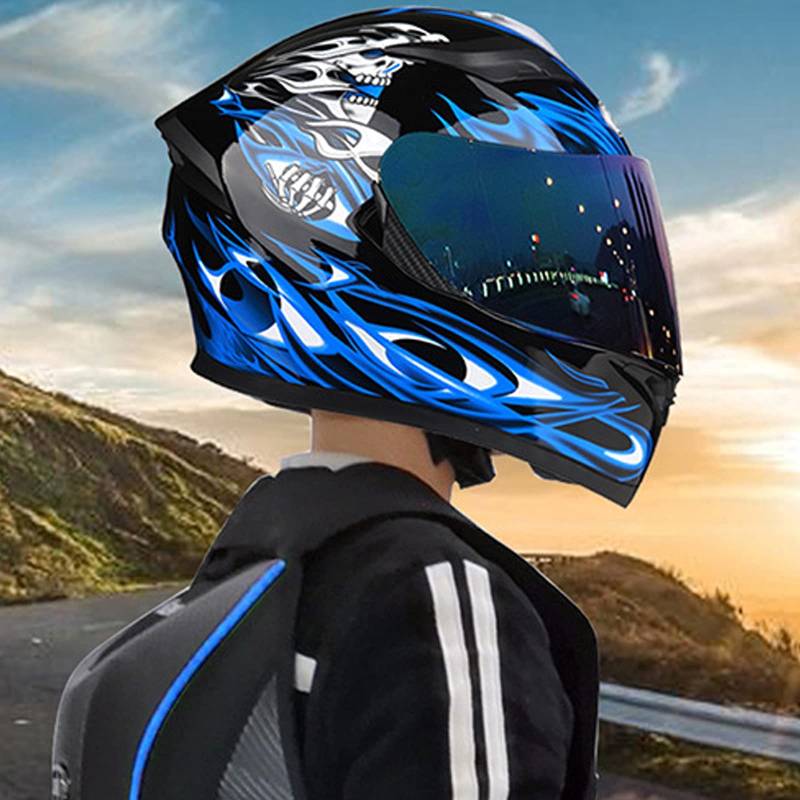 Modular-Helm Integralhelme Flip-Up Motorradhelm Rollerhelm Erwachsener Herren & Damen Sturzhelm Full-Face Motorcycle Helmet Klapphelm Jet Helm Scooter Stoßfester ECE-Zertifizierung,Blue 2,M von RYDZCLH