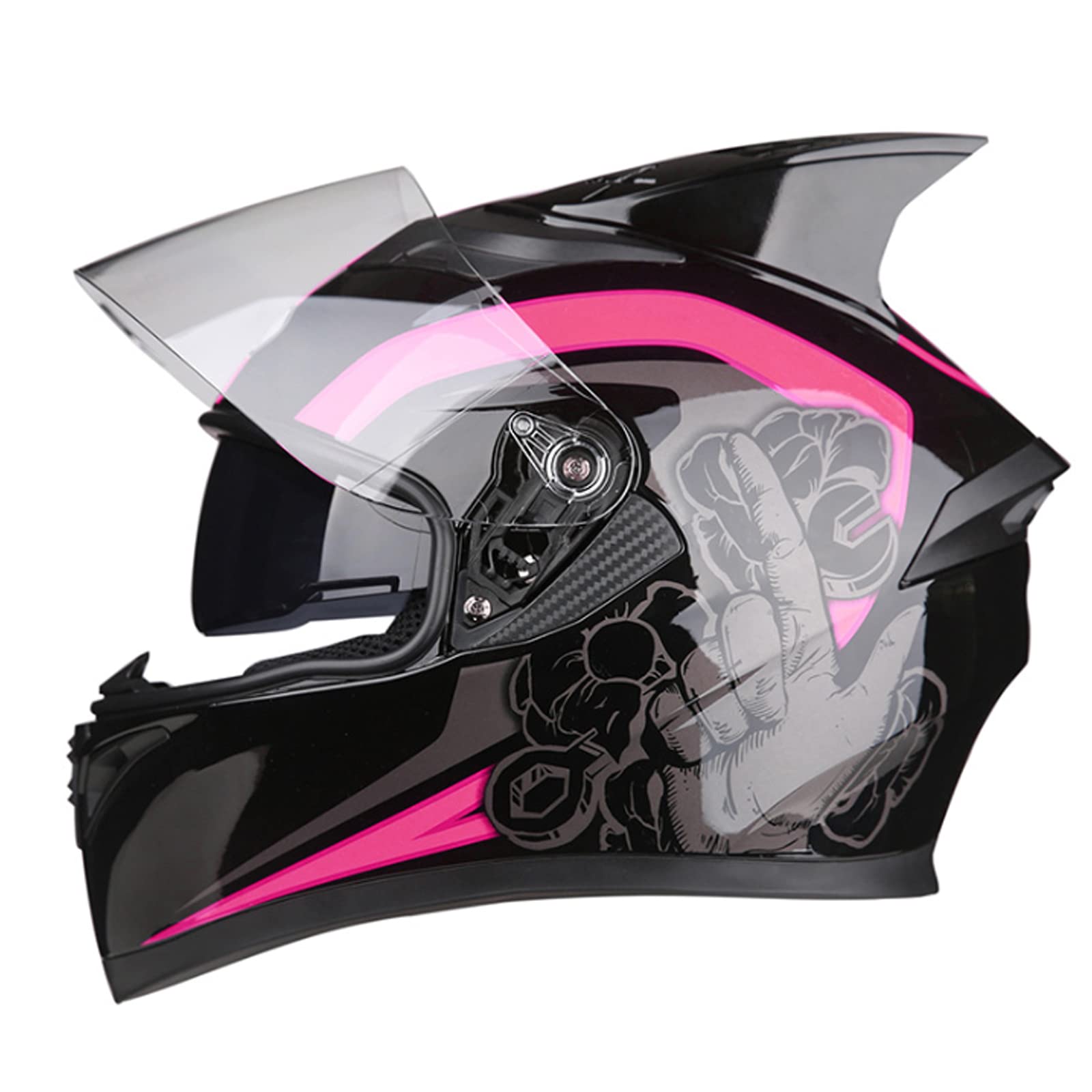 Modular-Helm Integralhelme Flip-Up Motorradhelm Sturzhelm Rollerhelm Erwachsener Herren & Damen DOT/ECE-Zertifizierung Klapphelm Full-Face Motorcycle Helmet Jet Helm Mopedhelm,Rosa,L von RYDZCLH