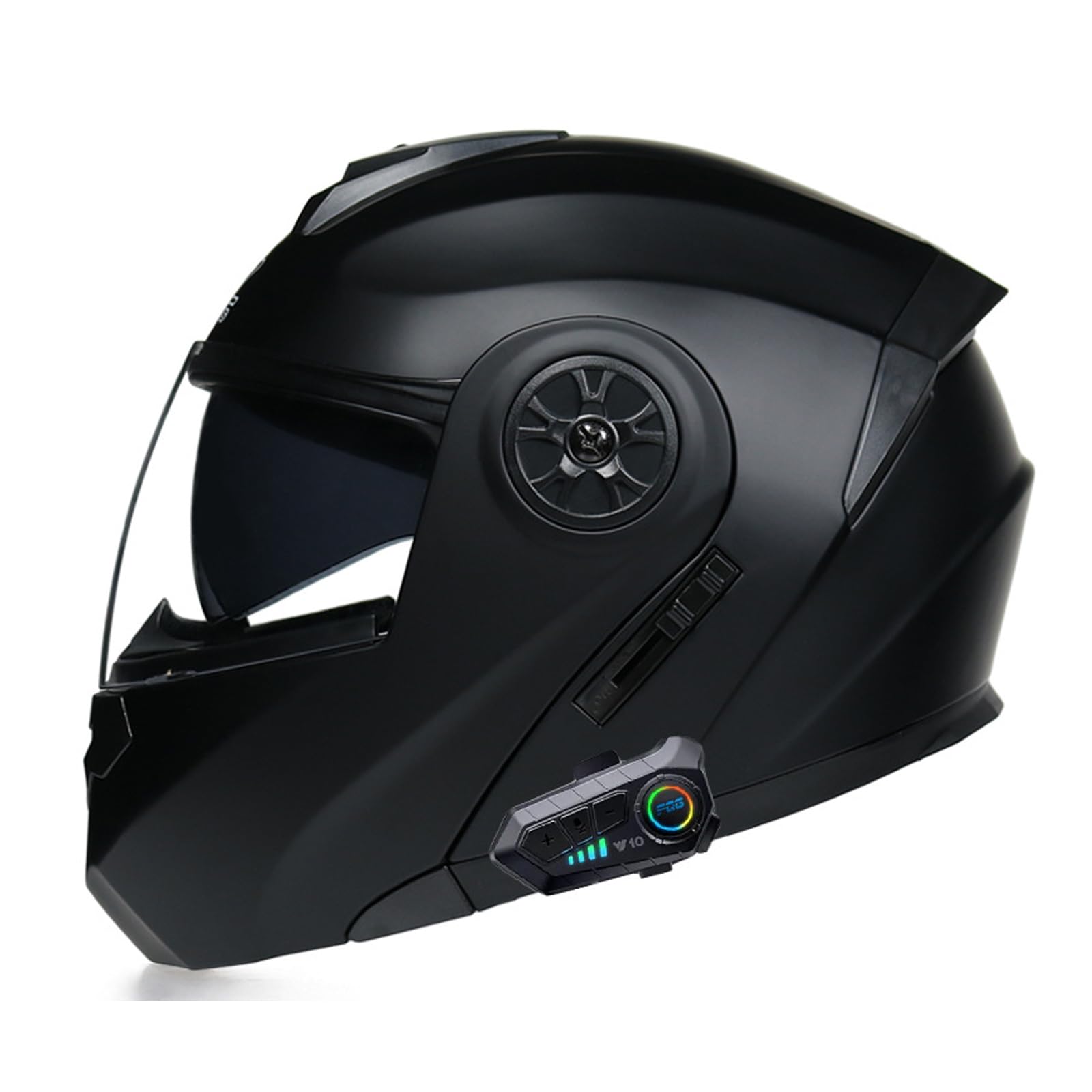 Modulare Bluetooth-Motorradhelme, DOT-Geprüfter Hochklappbarer Integralhelm Mit Doppelvisier Und Zwei Lautsprechern, Für Männer Und Frauen,Black 1,XL 59~60cm von RYDZCLH