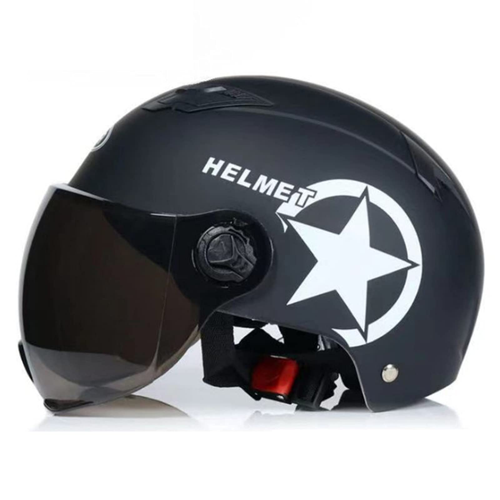 Motorrad Halbhelme Jethelm Oldtimer Mofa Helm Erwachsener Damen Herren Retro Open Face Helm Vintage Halboffenes Gesicht Schützen Helm Scooter Helm Sommer Unisex ECE-Zertifizierung,Matte Black von RYDZCLH