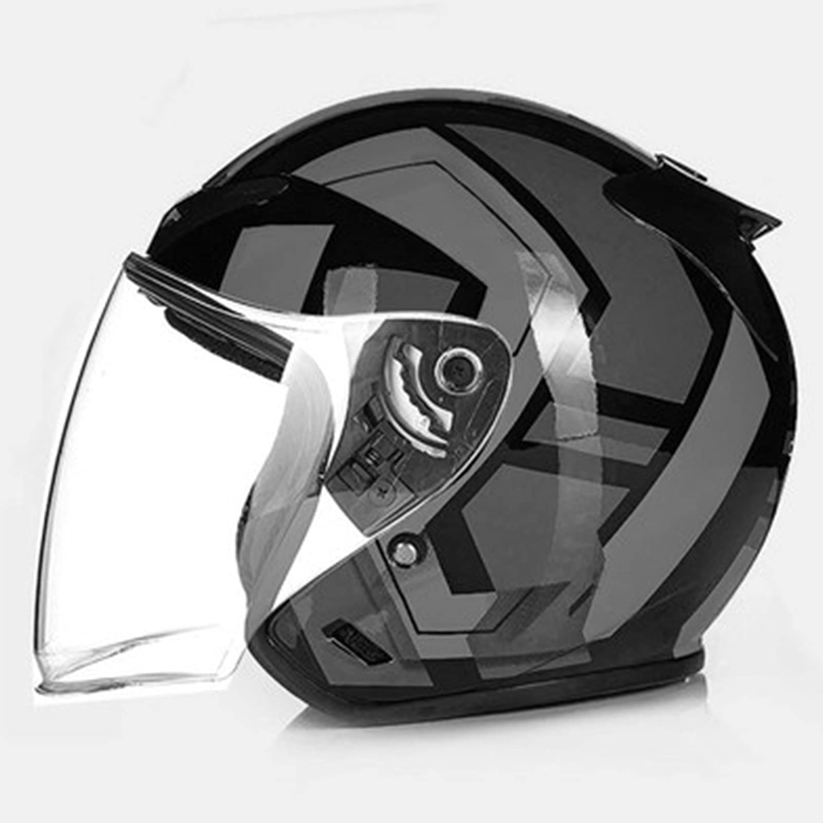 Motorrad Roller Offenes Jet Helm Erwachsener Retro Moped Mofa Helm Herren Damen Open Face Helmet Sturzhelm Scooter Helm Vintage Pilot Biker Helmet ECE-Zertifizierung,Bright Black 4,L von RYDZCLH