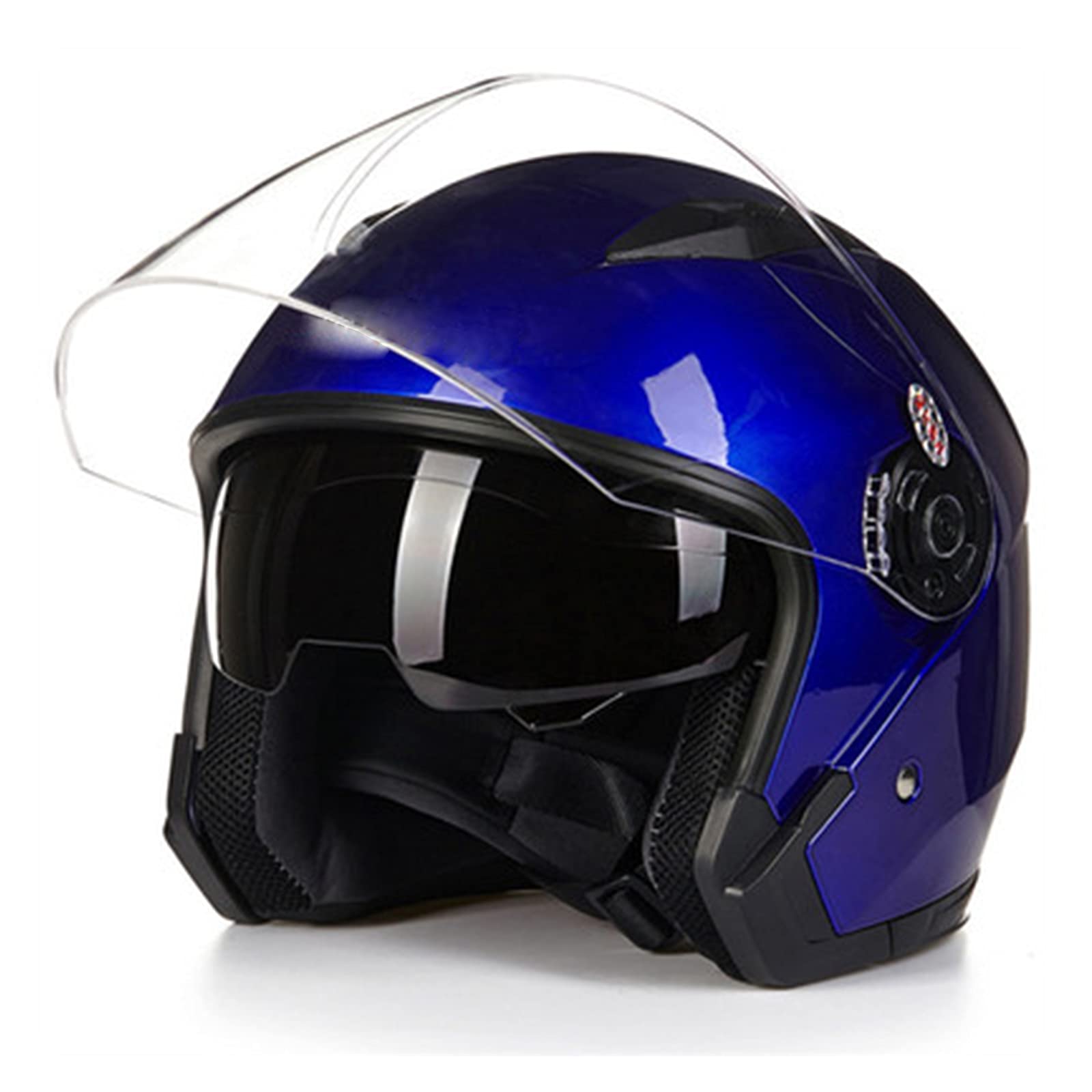 Open Face Jet Helmet Motorrad Roller Moped Mofa Scooter Offenes Helm Erwachsener Herren Damen Atmungsaktiver Mopedhelm DOT/ECE-Zertifizierung Retro Vintage Pilot Biker Helmet,Blau,M von RYDZCLH