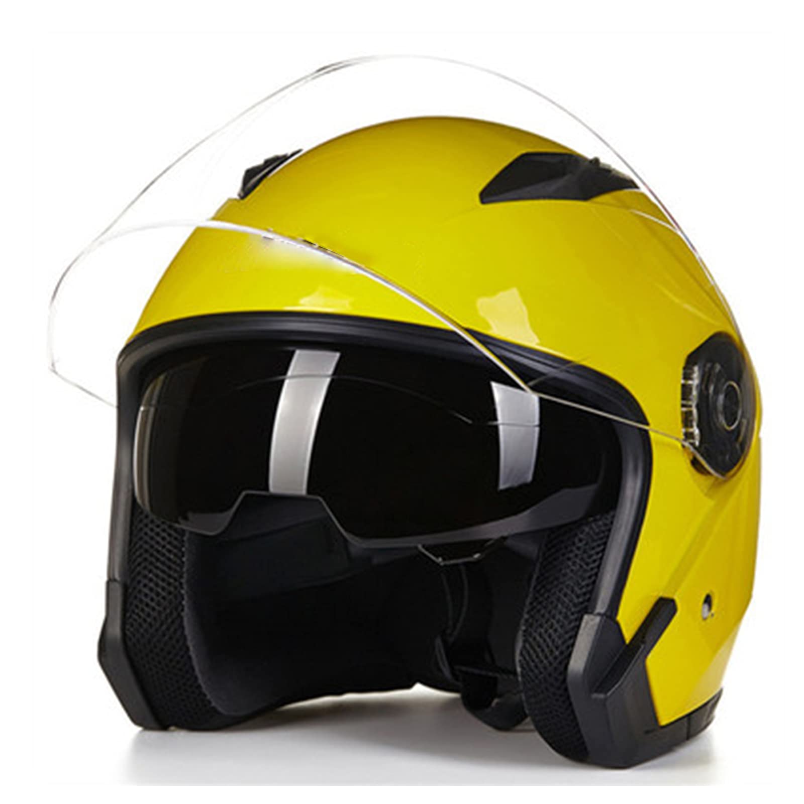 Open Face Jet Helmet Motorrad Roller Moped Mofa Scooter Offenes Helm Erwachsener Herren Damen Atmungsaktiver Mopedhelm DOT/ECE-Zertifizierung Retro Vintage Pilot Biker Helmet,Gelb,XL von RYDZCLH