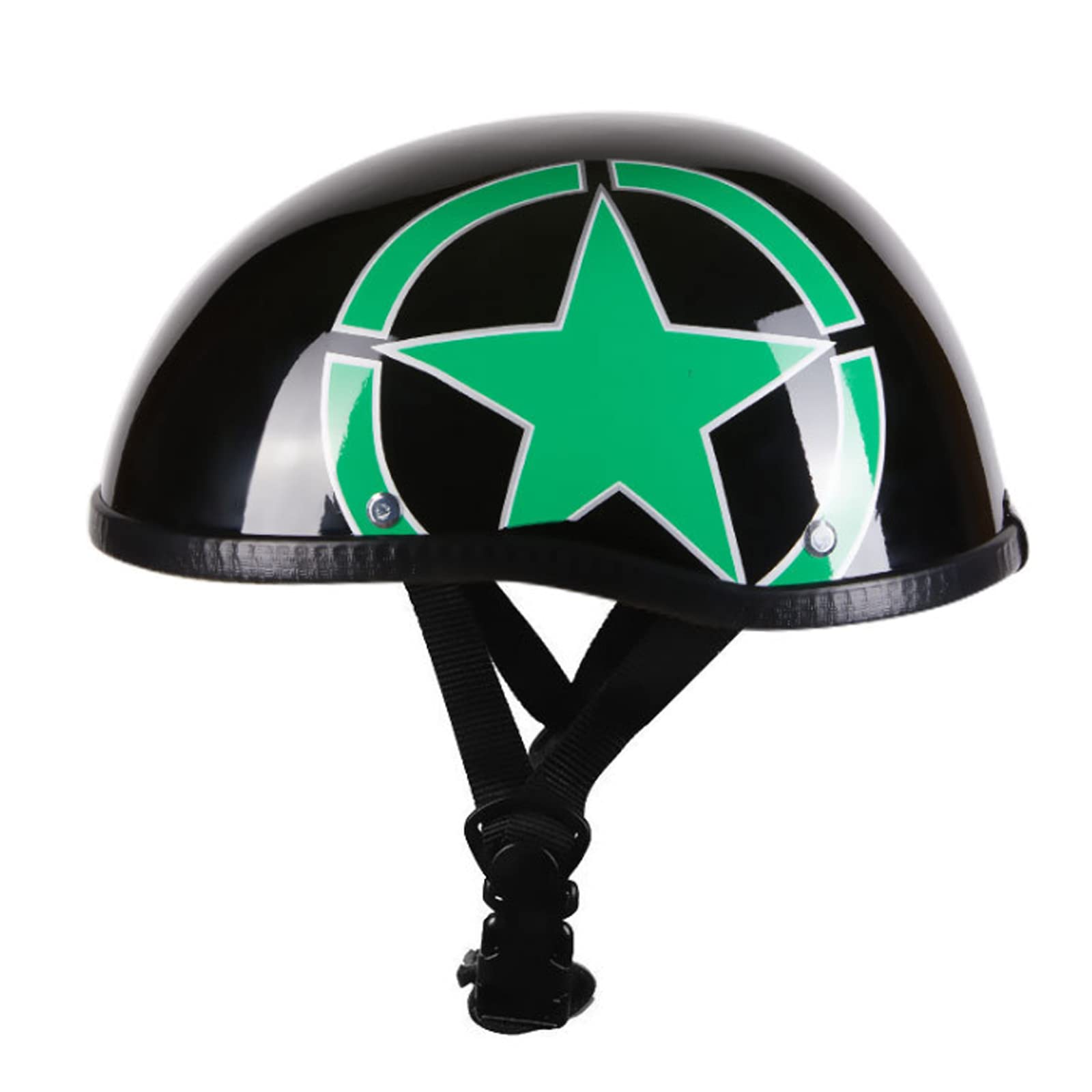 Retro Motorrad Halb Helm Braincap Helm Halbschale Jethelm ABS + Baumwolle Vintage Motorrad Halbhelme (Einheitsgröße) Universal waschbar DOT/ECE-Zertifizierung,Bright Black 2 von RYDZCLH