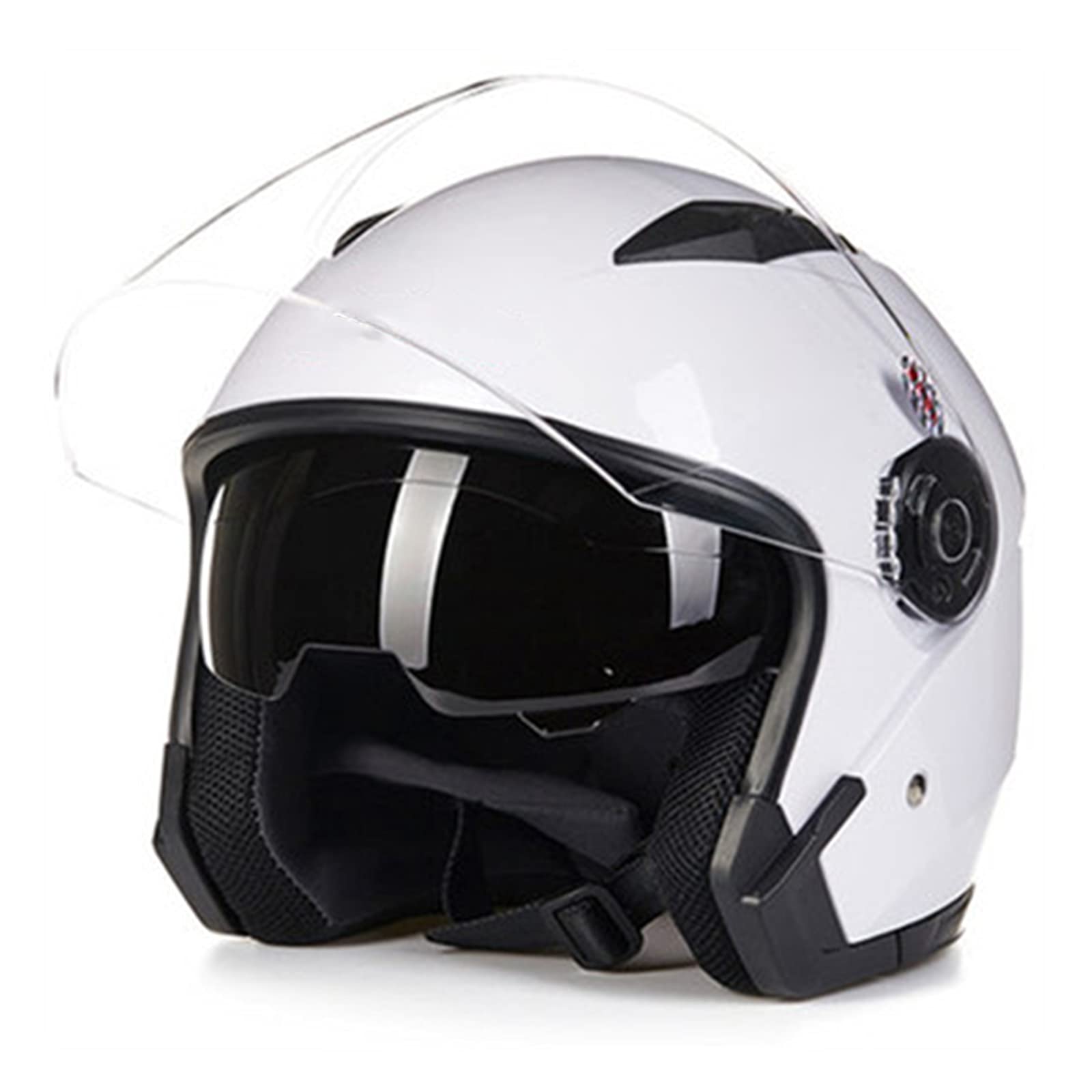 Rollerhelm Jet Motorrad-Helm Scooter-Helm Moped Mofa-Helm Retro Vintage Pilot Biker Offenes Helmet Erwachsener Herren Damen Atmungsaktiver Mopedhelm DOT/ECE-Zertifizierung,Weiß,M von RYDZCLH