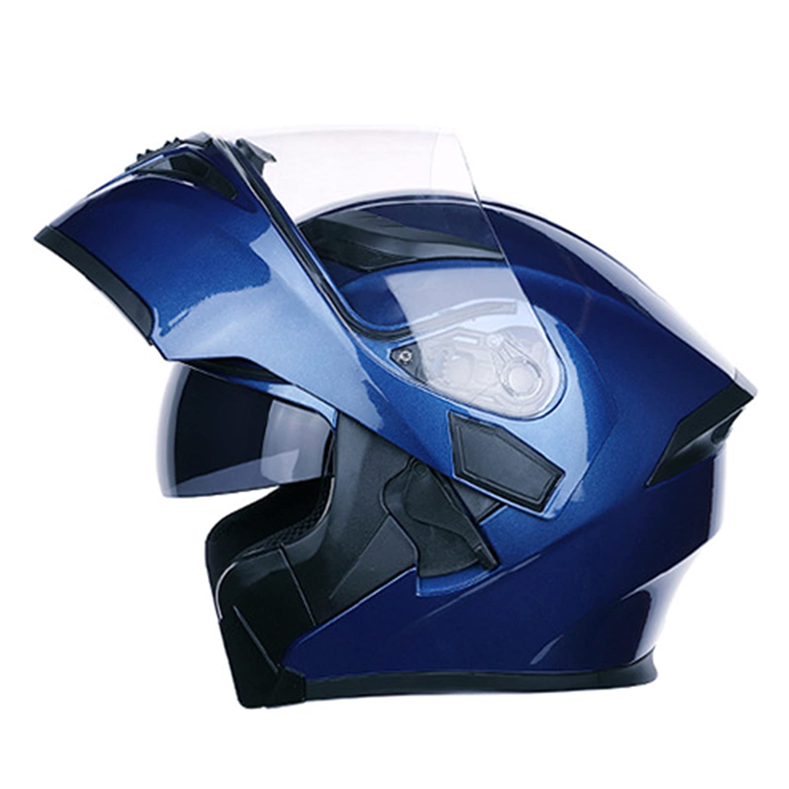 Vollgesichts-Motorradhelm Klappbarer modularer Helm Motorrad-Streetbike-Helm für Mann und Frau, DOT / ECE-zugelassene Helme mit Doppelvisier,Blau,L von RYDZCLH