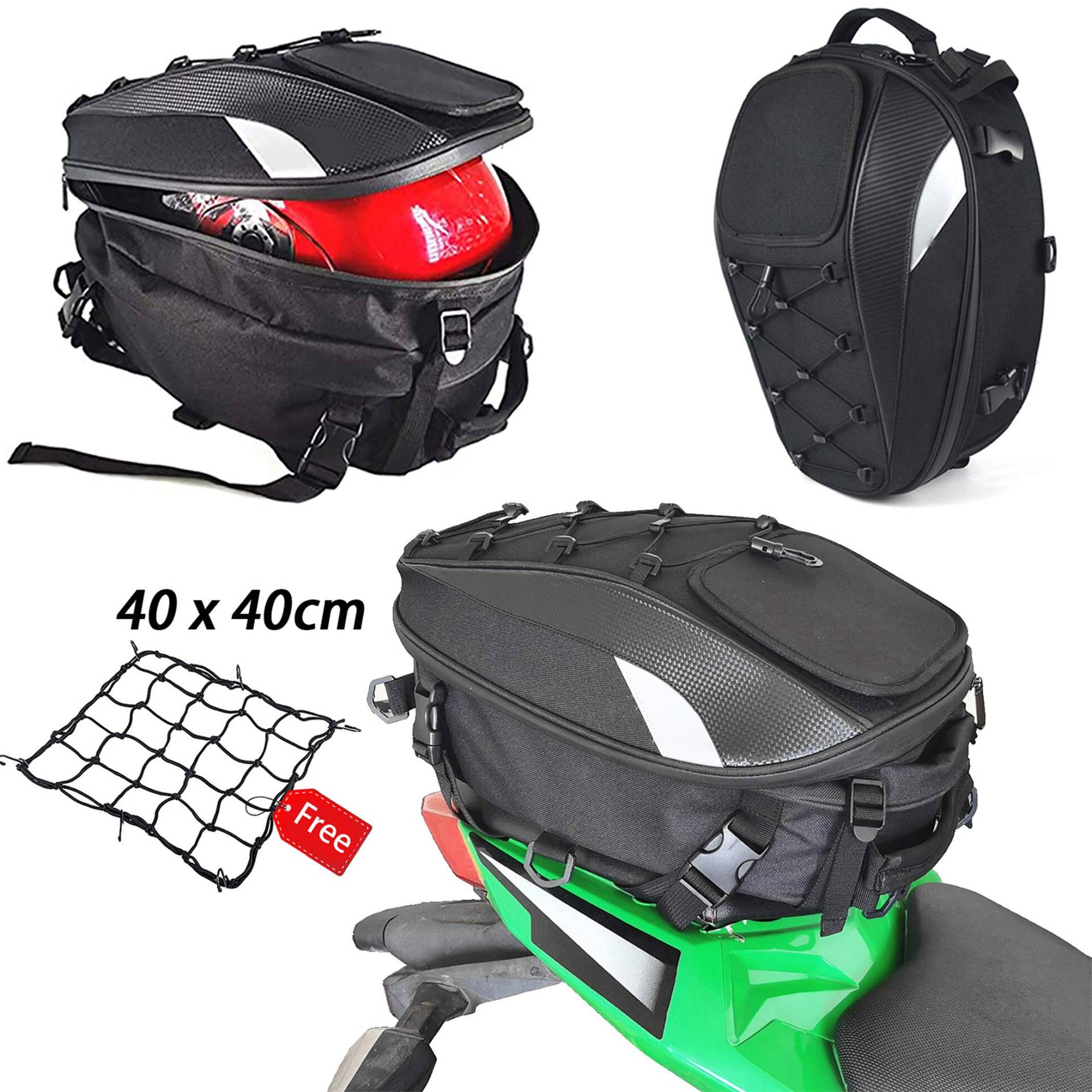 RYITGO Hecktasche Motorrad,Hecktasche Motorrad Wasserdicht,Motorrad-Sitztasche,Motorrad Rucksack Wasserdicht Gepäck Taschen Motorrad Helm Tasche Aufbewahrungstaschen von RYITGO