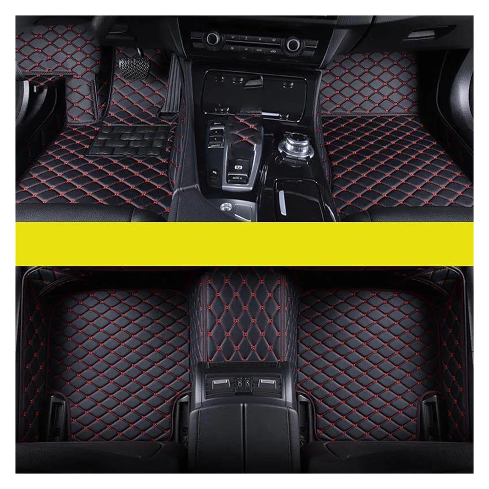 Autoteppiche Für Landrover Für Range Für Rover Für Evoque 2011-2019 2 Türen LHD Zubehör Auto-Fußmatten Auto-Innenausstattung Teppiche Matten(Black Red) von RYLFEQER