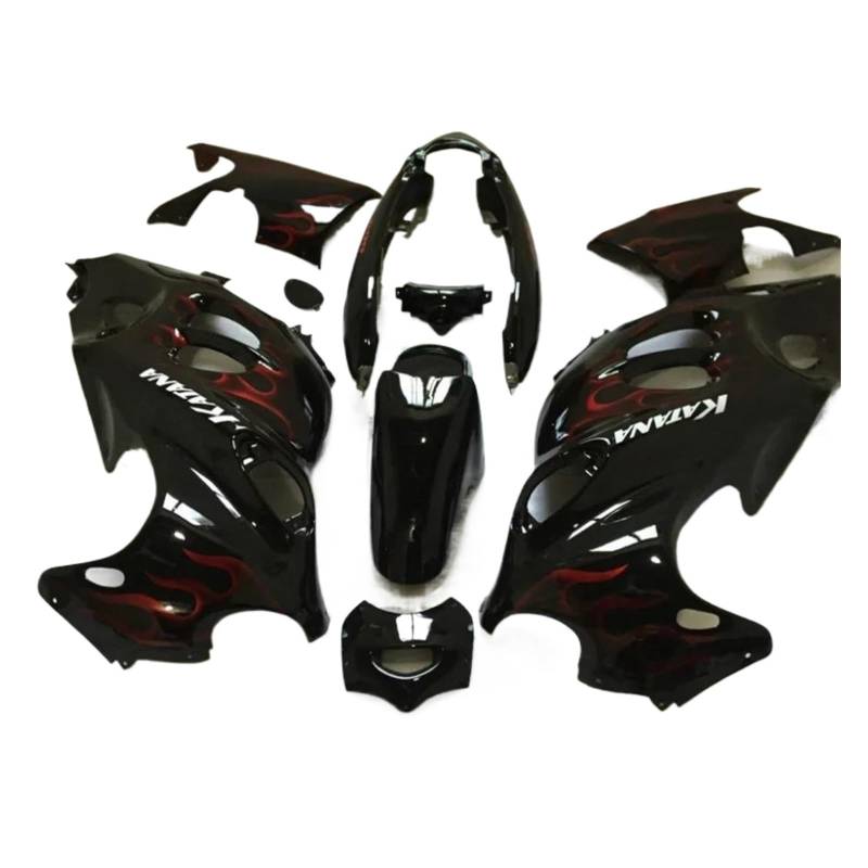 Für Suzuki GSX600F GSX750F Katana 2003-2006 Rote Flammen Schwarz Shell Verkleidung Kit Motorrad Zubehör Kotflügel von RYMZBE