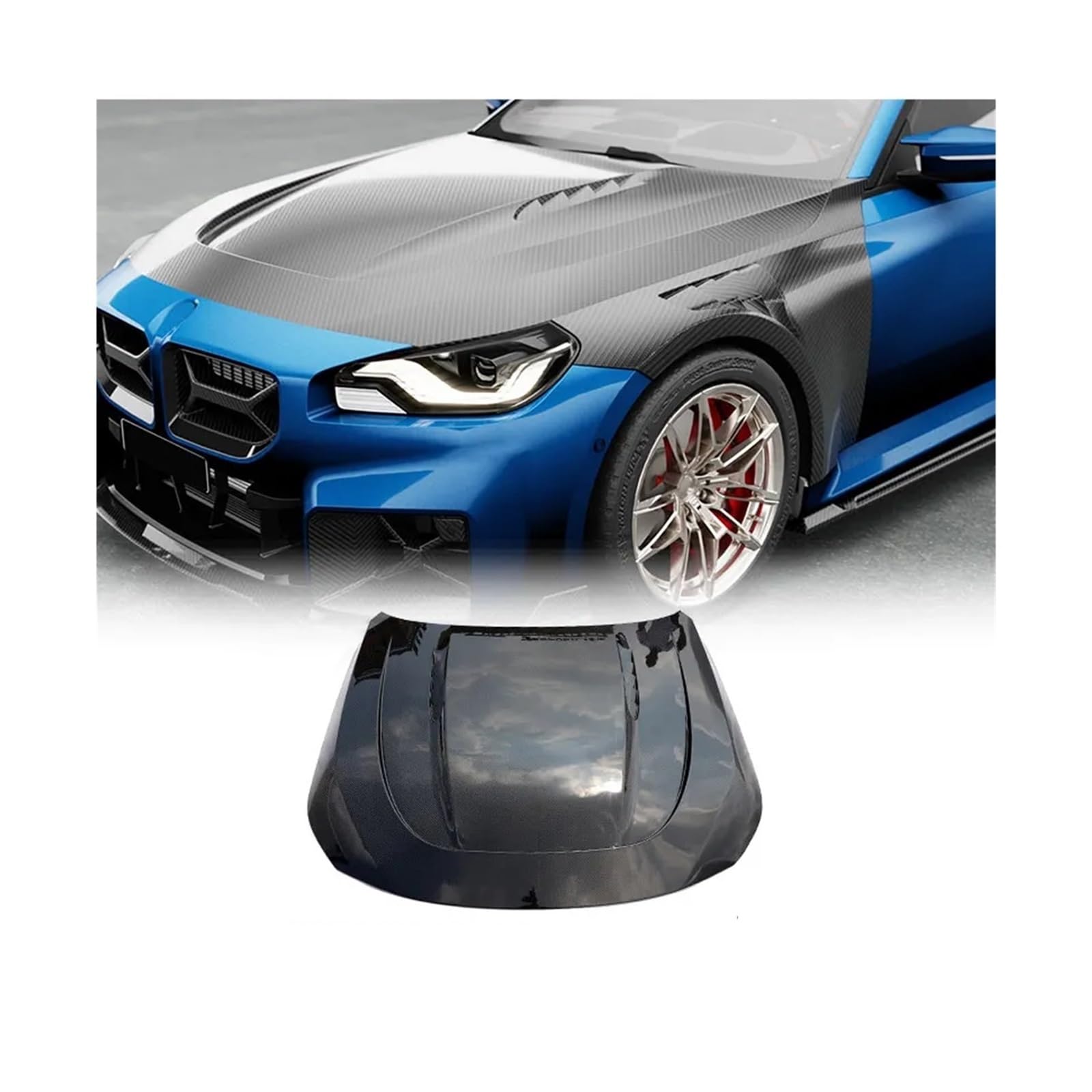 Auto Front Motorhaube Prepreg Dry Carbon Kompatibel for BMW G87 M2 Coupe 2-Türer 2022 2023 Auto Racing Front Motorhaube Motor Abdeckung Körper Kit von RYTYHFFR