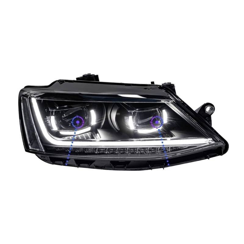 Auto-Styling-Scheinwerfer, kompatibel mit VW Mk6, LED-Scheinwerfer 2011–2018, R8-Design, Scheinwerfer, Drl, Bi-Xenon, Autozubehör(Headlight No Bulb) von RYTYHFFR