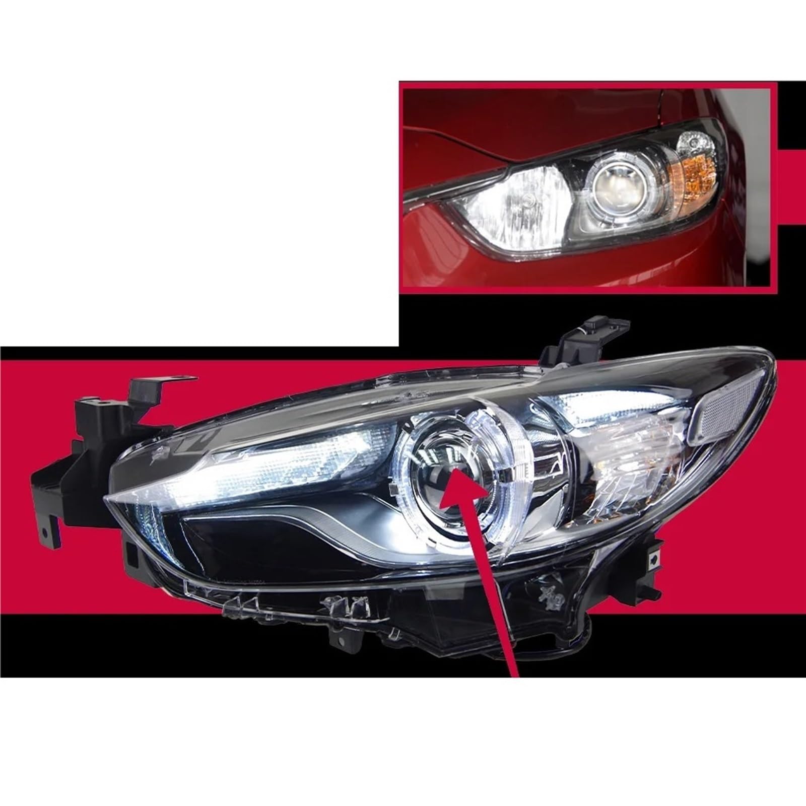 Auto-Styling-Scheinwerfer Kompatibel for Mazda 6 Mazda6 Atenza 2013-2016 L-ED-Scheinwerfer DRL-Scheinwerfer L-ed-Projektor Autozubehör(No bulb) von RYTYHFFR