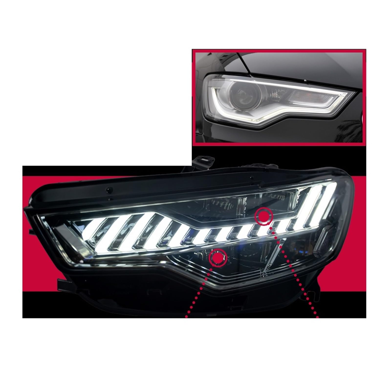 Autolichter Kompatibel for A6 A6L Scheinwerfer 2012-2015 A6 Kopf Lampe DRL Projektor Objektiv Automotive Zubehör von RYTYHFFR