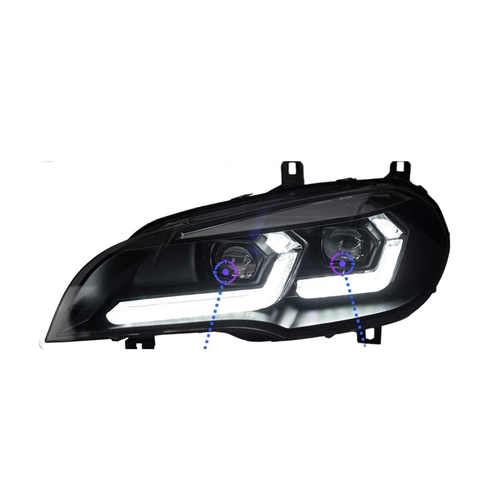 Autolichter kompatibel for BMW X5 E70 Scheinwerfer-Projektorlinse 2007-2013 Angel Eye DRL Signalkopflampe Automobilzubehör(For 2007-2010) von RYTYHFFR