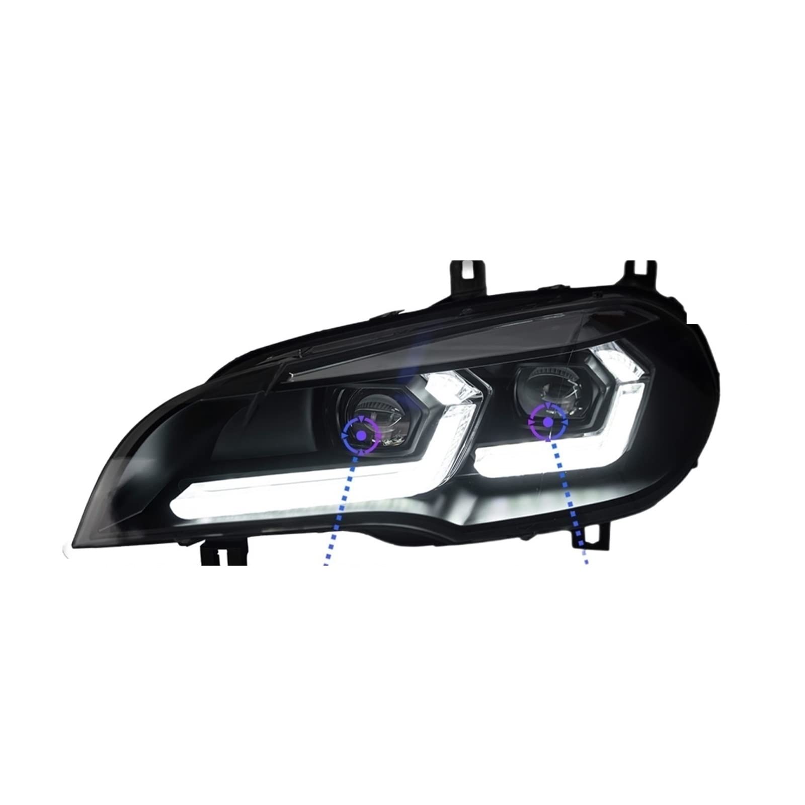 Autolichter kompatibel for BMW X5 E70 Scheinwerfer-Projektorlinse 2007-2013 Angel Eye DRL Signalkopflampe Automobilzubehör(For 2011-2013) von RYTYHFFR