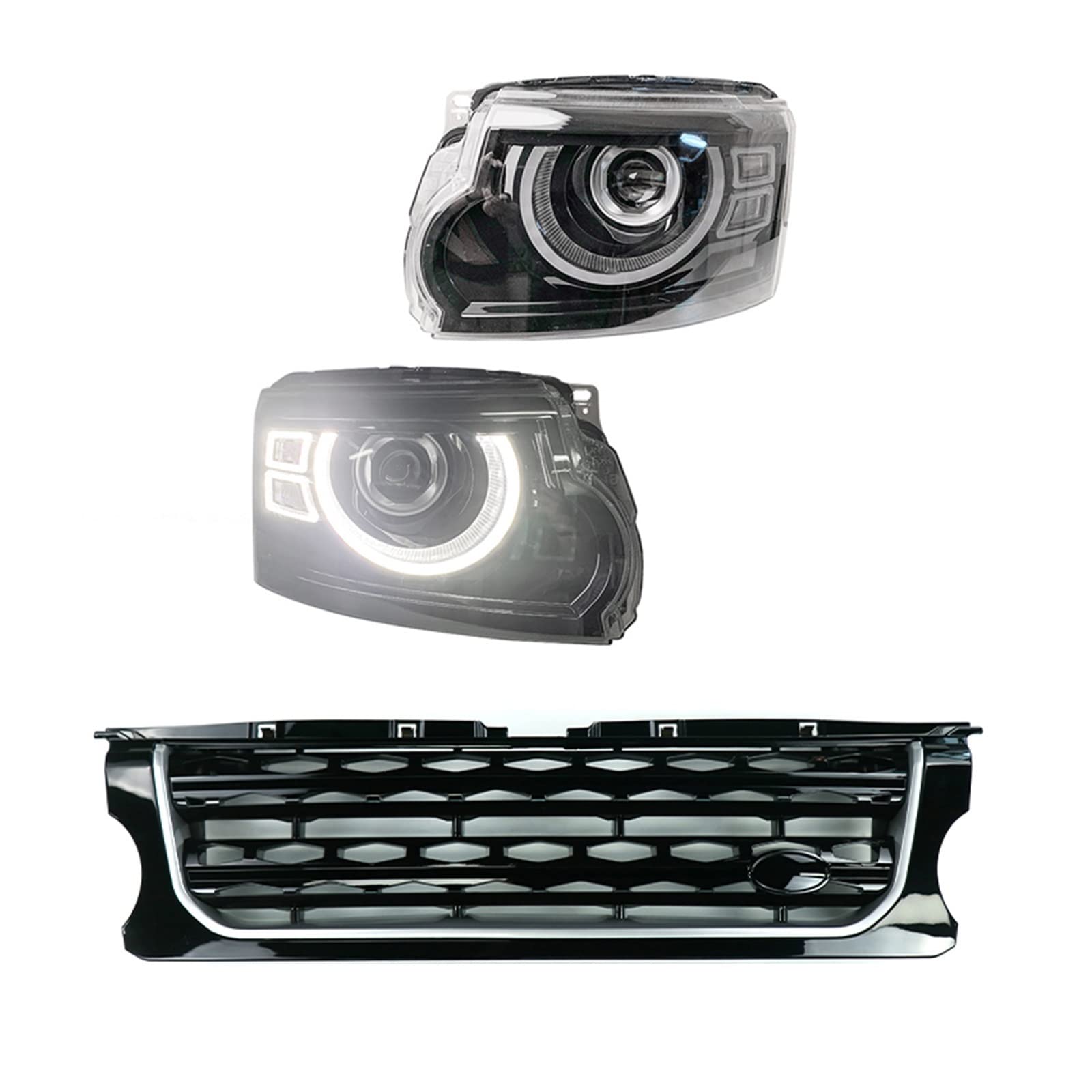 Autoscheinwerfer kompatibel for Land Rover Discovery 3 4 2010-2017 Frontlicht DRL Blinkerlinse Projektor Scheinwerferbaugruppe(Year 10-13 bk silver) von RYTYHFFR