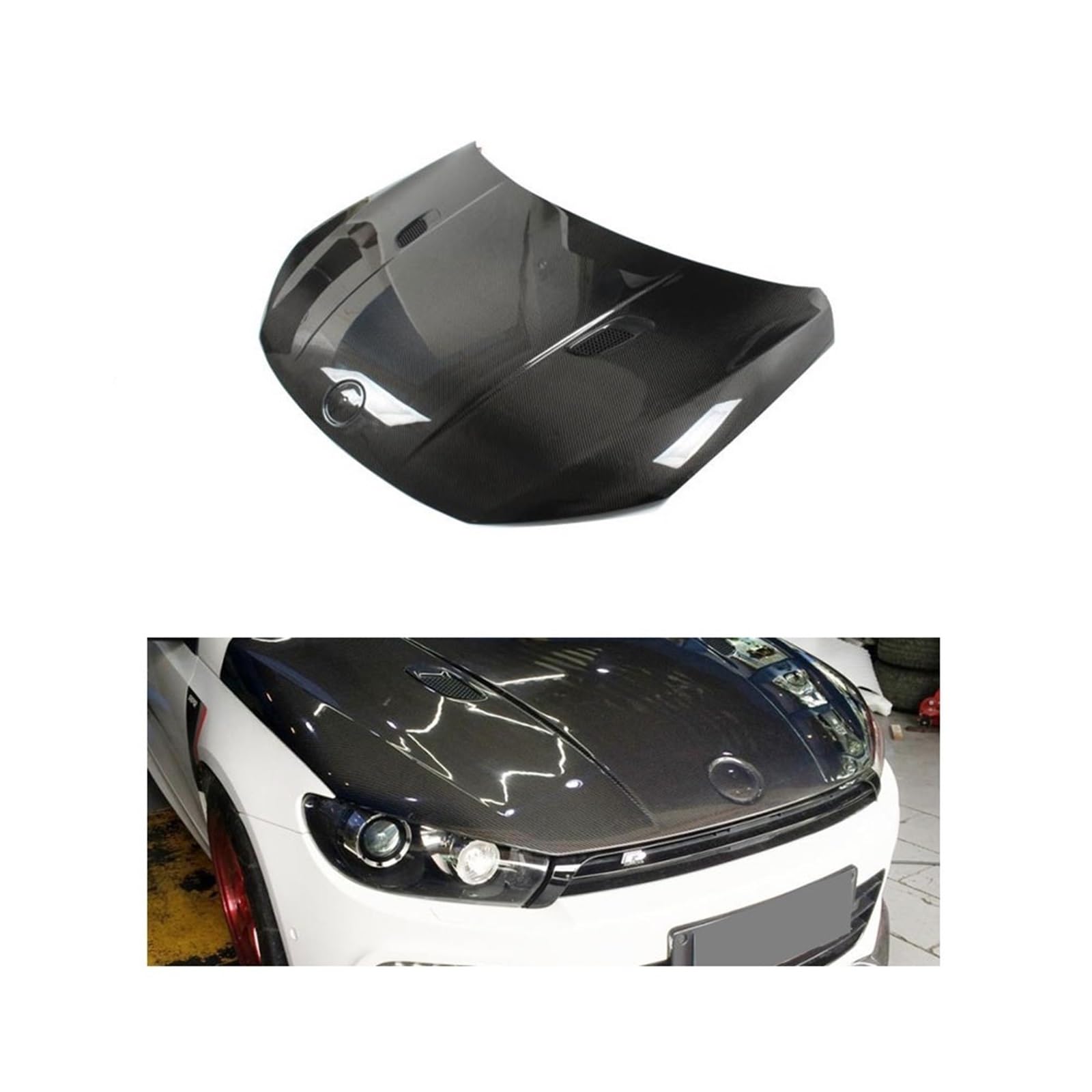 JC Style Carbon Fiber Motorhaube Motorhaube Kompatibel for VW Scirocco R Look von RYTYHFFR