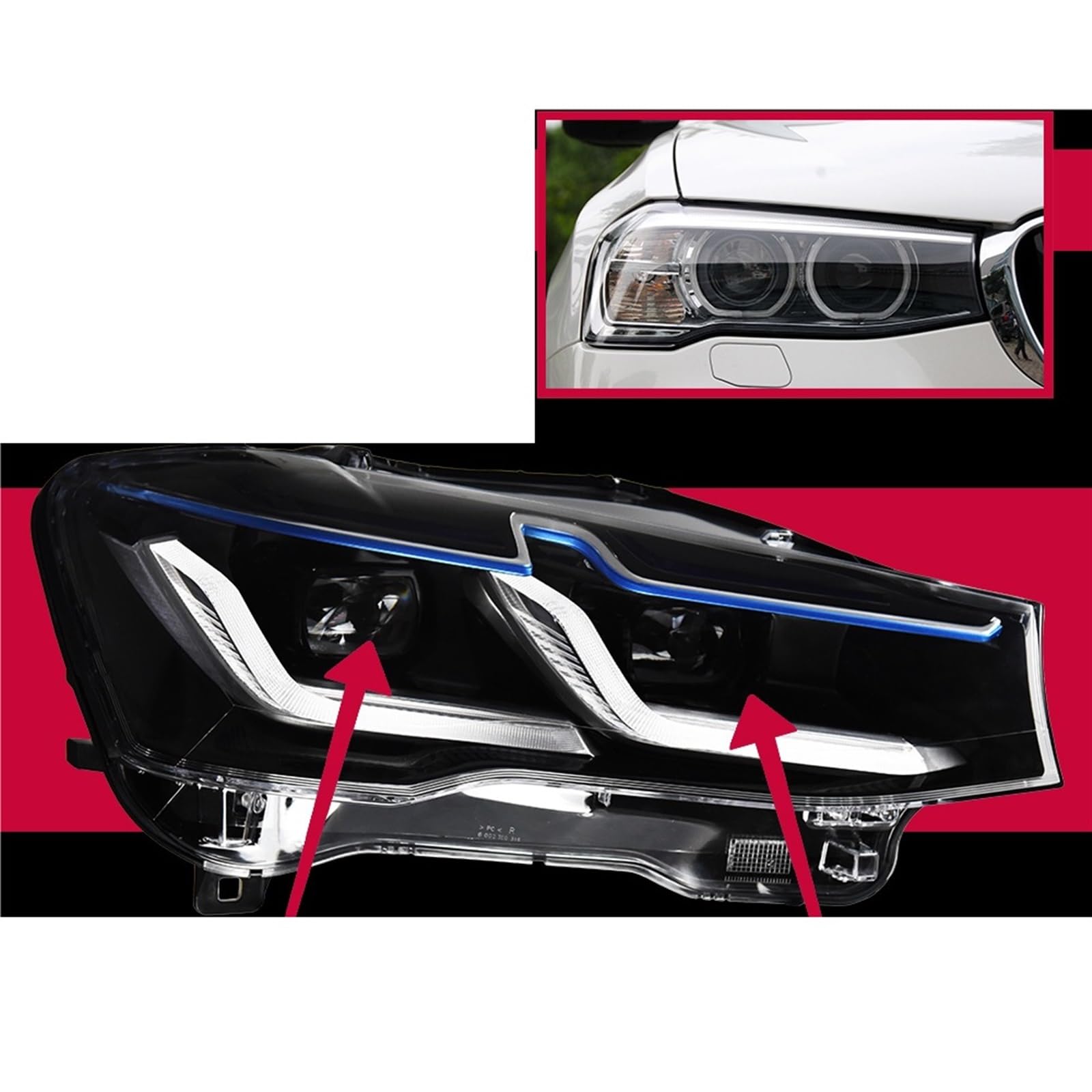 Scheinwerfer Kompatibel for BMW X3 2010-2017 F25 Auto L=ED DRL Xenon Objektiv H7 XDrive30d LCI Auto Zubehör(2014-2017,LEFT RIGHT_RHD) von RYTYHFFR