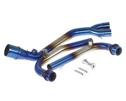 RYUIO Motorrad Abgasrohr Schalldämpfer Für TMAX 500 530 Motorradauspuff Slip-on Mittelstecker Für TMAX 500 530 2008-2016 Edelstahl Und Gebrannt Blau von RYUIO