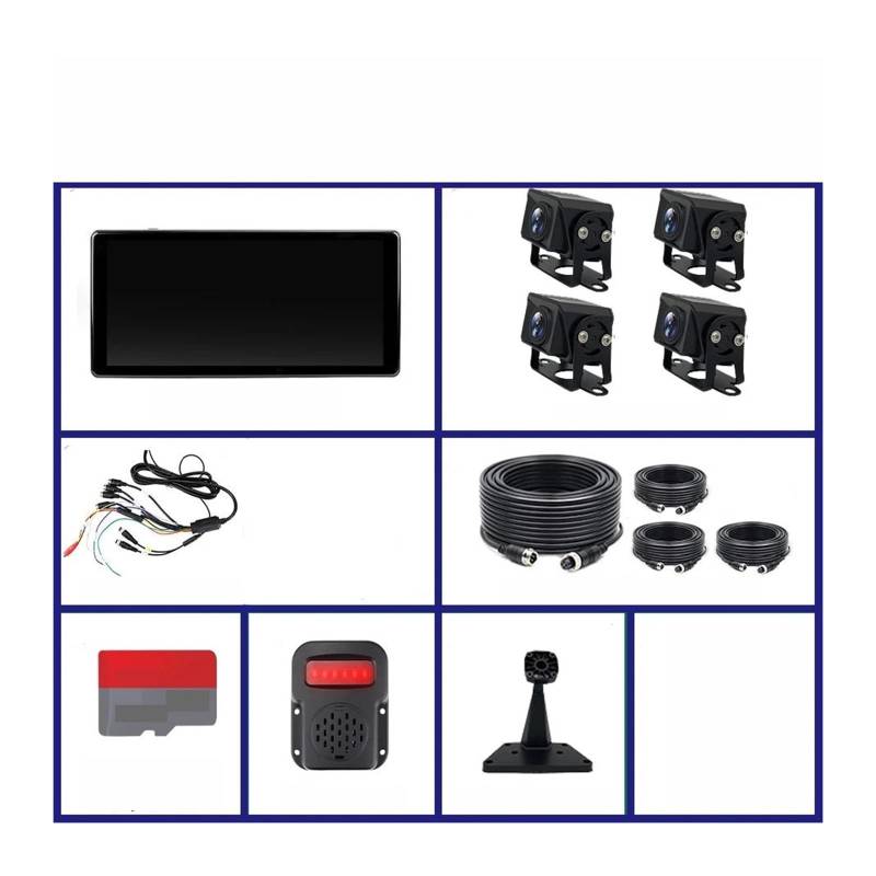 10,36 "4 Kanal Recorder Smart Blind Spot Radar BSD Alarm Auto DVR Monitor mit 4 PCS AHD 1080P IR Kamera for Lkw Bus von RYWRLQRA