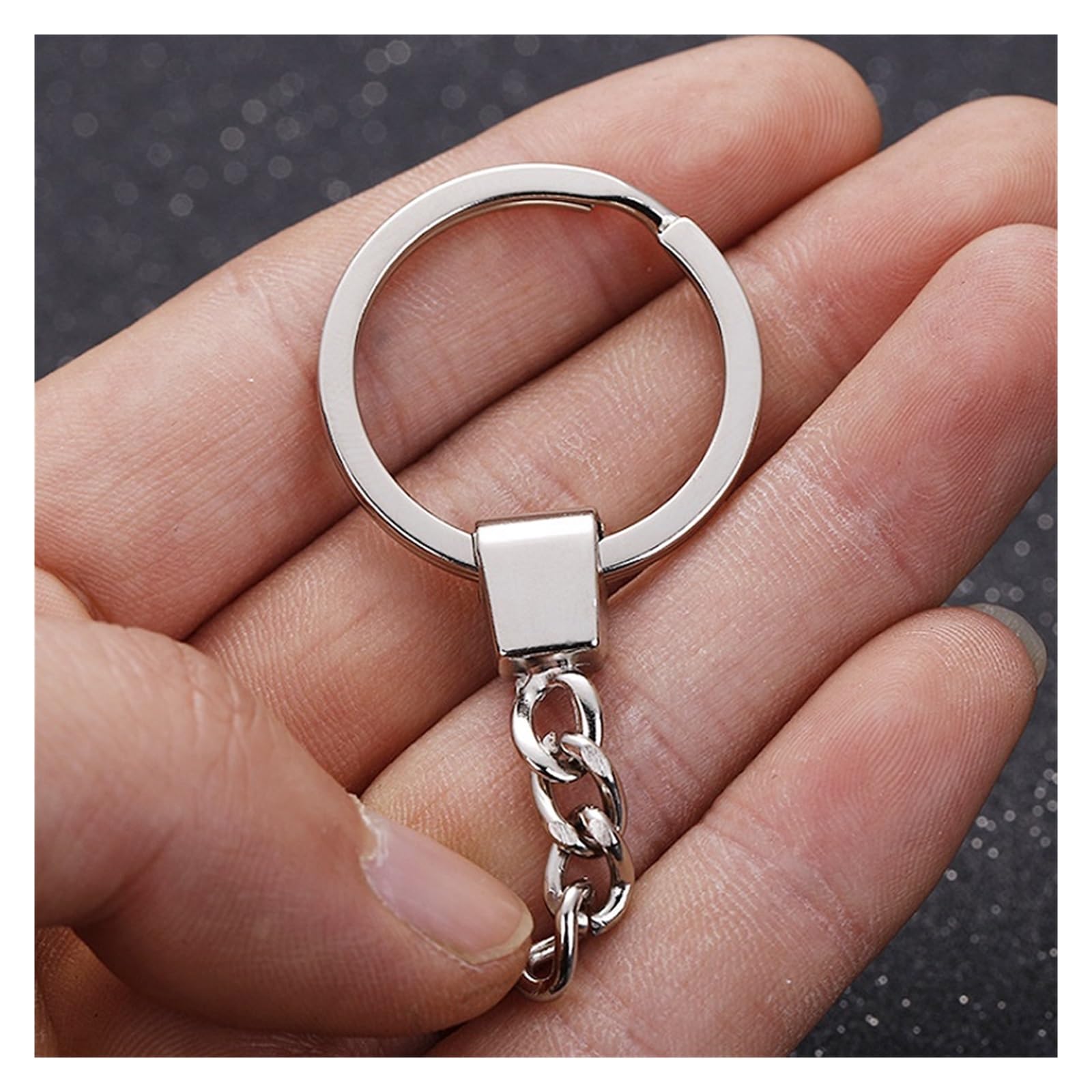 100 teile/los Poliert Silber Farbe 30mm Schlüsselring Split Ring Mit Kurzen Kette Schlüssel Ringe Frauen Männer DIY Schlüssel ketten Zubehör von RYWRLQRA