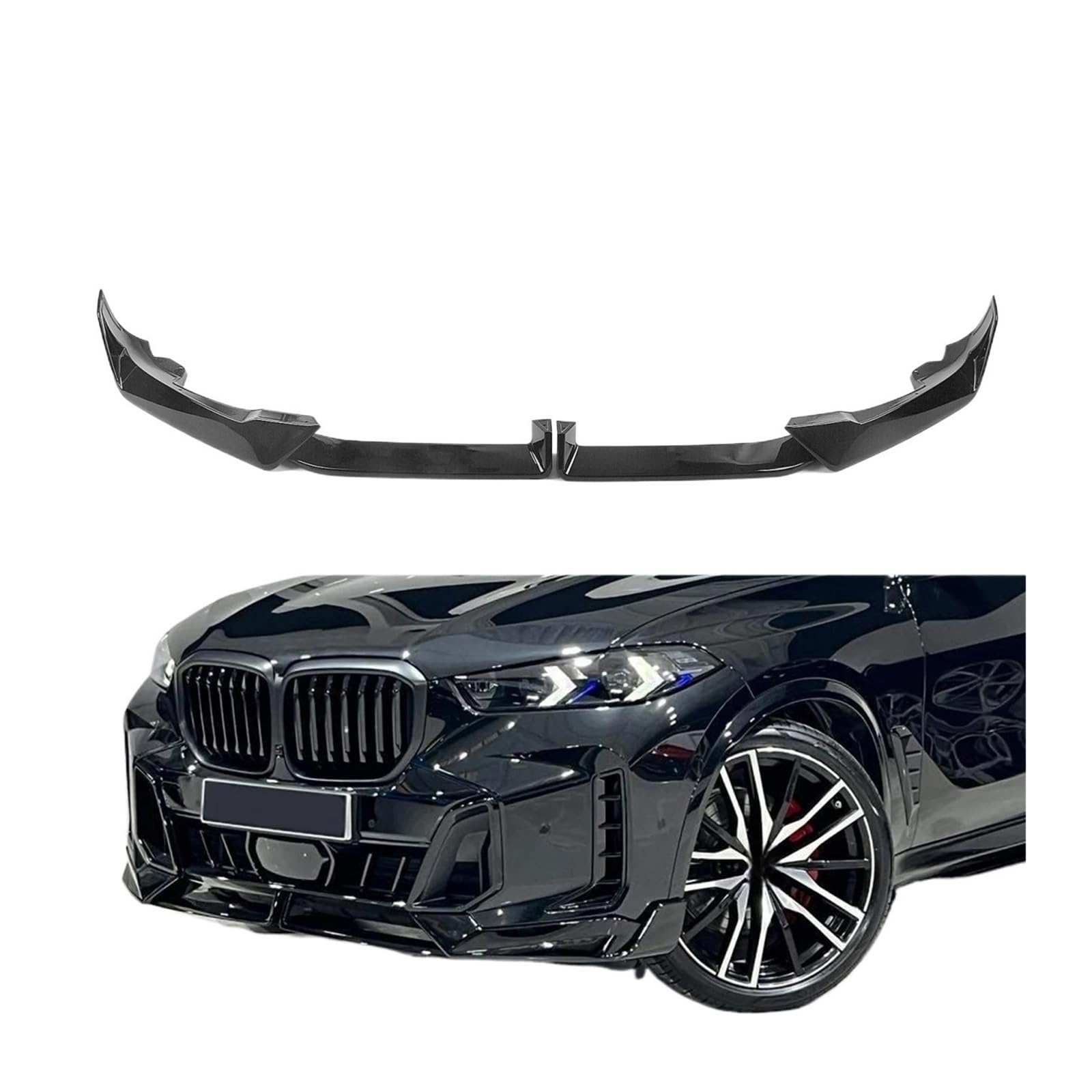 4 STÜCKE 2023-2024 Kompatibel for X5 G05 LCI Auto Vorderen Stoßfänger Lip Guard Spoiler Body Kit Splitter Zubehör Glänzend Schwarz(Carbon Fiber Style) von RYWRLQRA