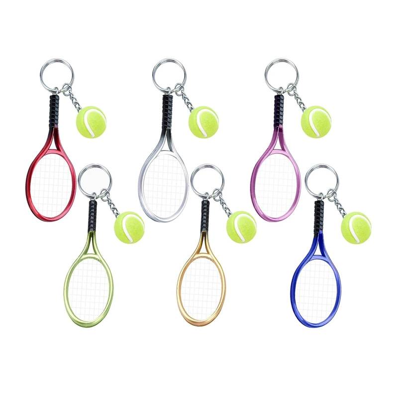 48 Stück Tennis-Schlüsselanhänger, Simulation Mini-Tennisschläger, Ball, Schlüsselanhänger, Anhänger, Tasche, Schlüsselanhänger, Zubehör, Tennis-förmiger Anhänger von RYWRLQRA